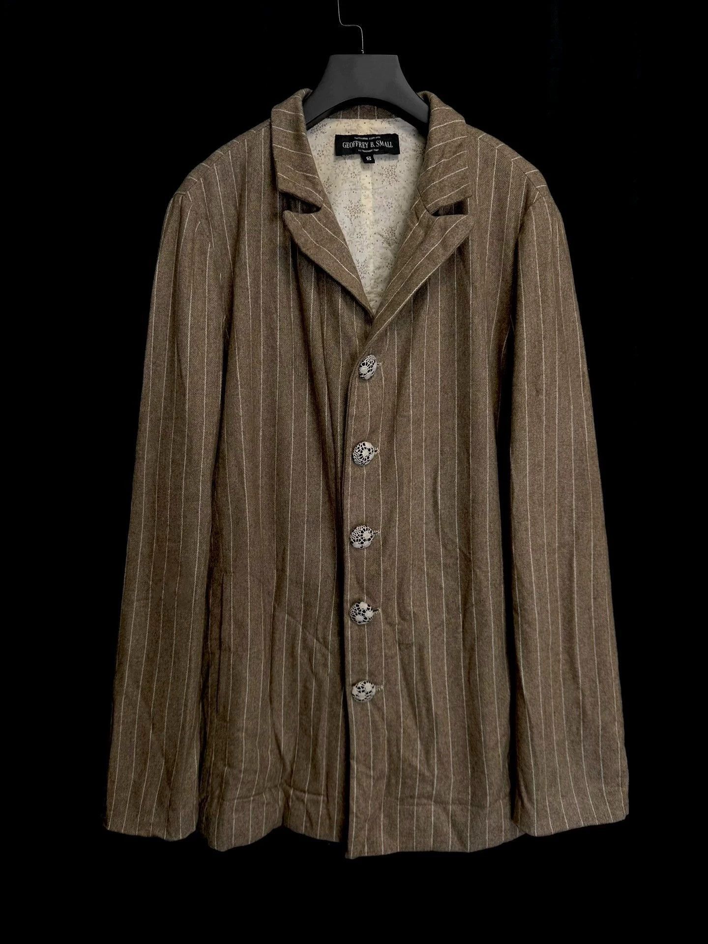 Geoffrey B. Small Brown Striped Button-Front Light Jacket Size S Size US S / EU 44-46 / 1 - 5 Thumbnail