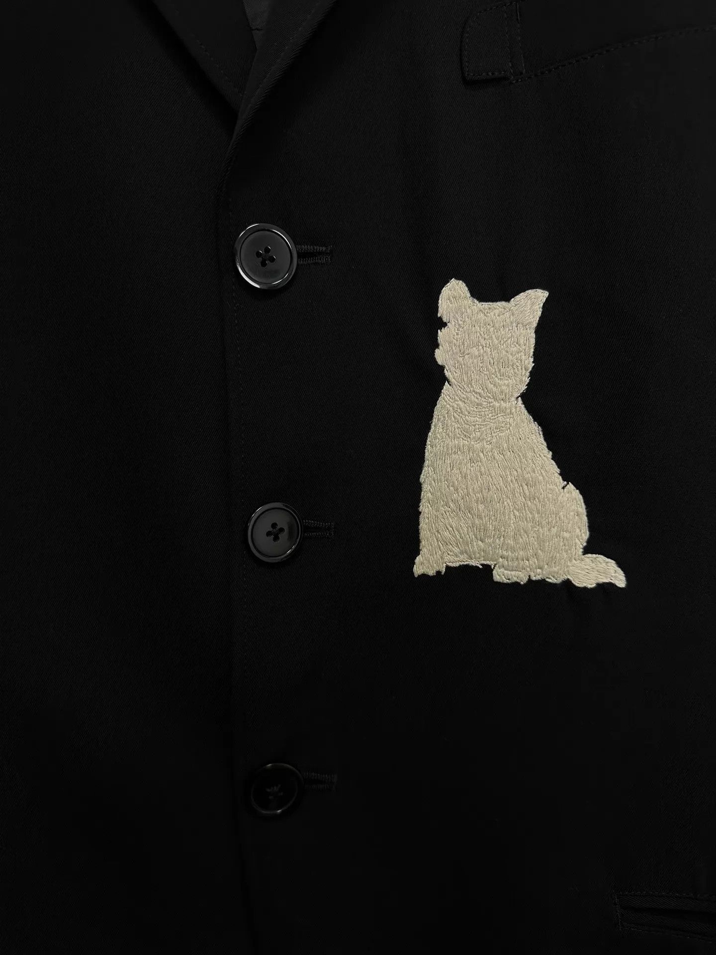 Yohji Yamamoto Black Blazer with White Dog Embroidery Size S Size US S / EU 44-46 / 1 - 5 Thumbnail