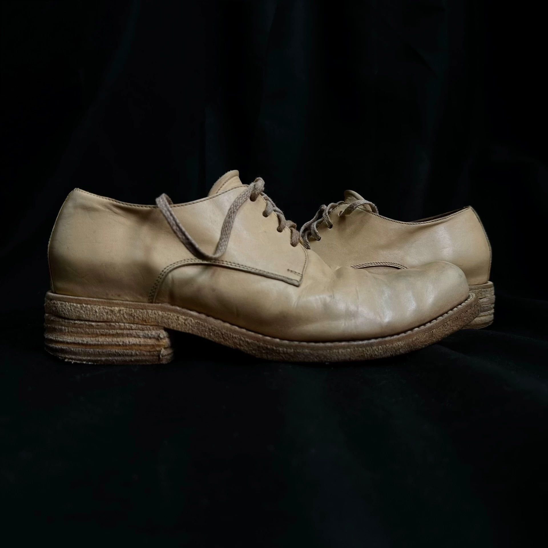 A1923 Yellow Leather Lace-Up Shoes Size 7 Size US 7 / EU 40 - 4 Thumbnail