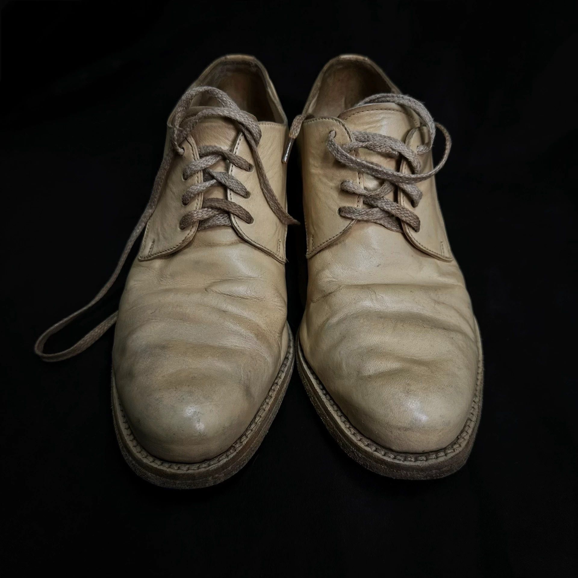 A1923 Yellow Leather Lace-Up Shoes Size 7 Size US 7 / EU 40 - 7 Thumbnail