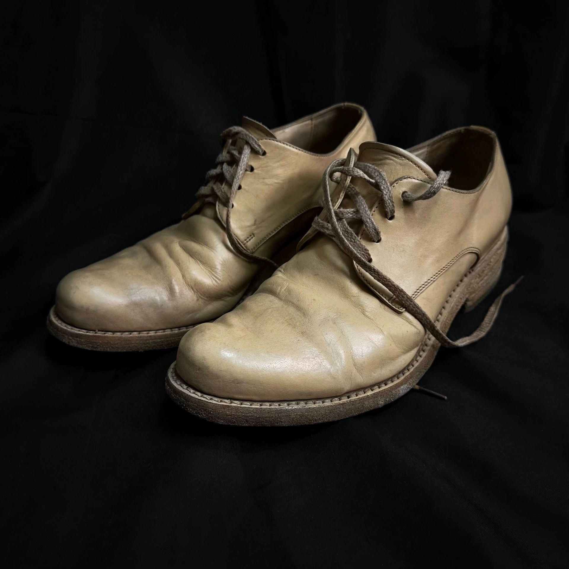 A1923 Yellow Leather Lace-Up Shoes Size 7 Size US 7 / EU 40 - 2 Thumbnail