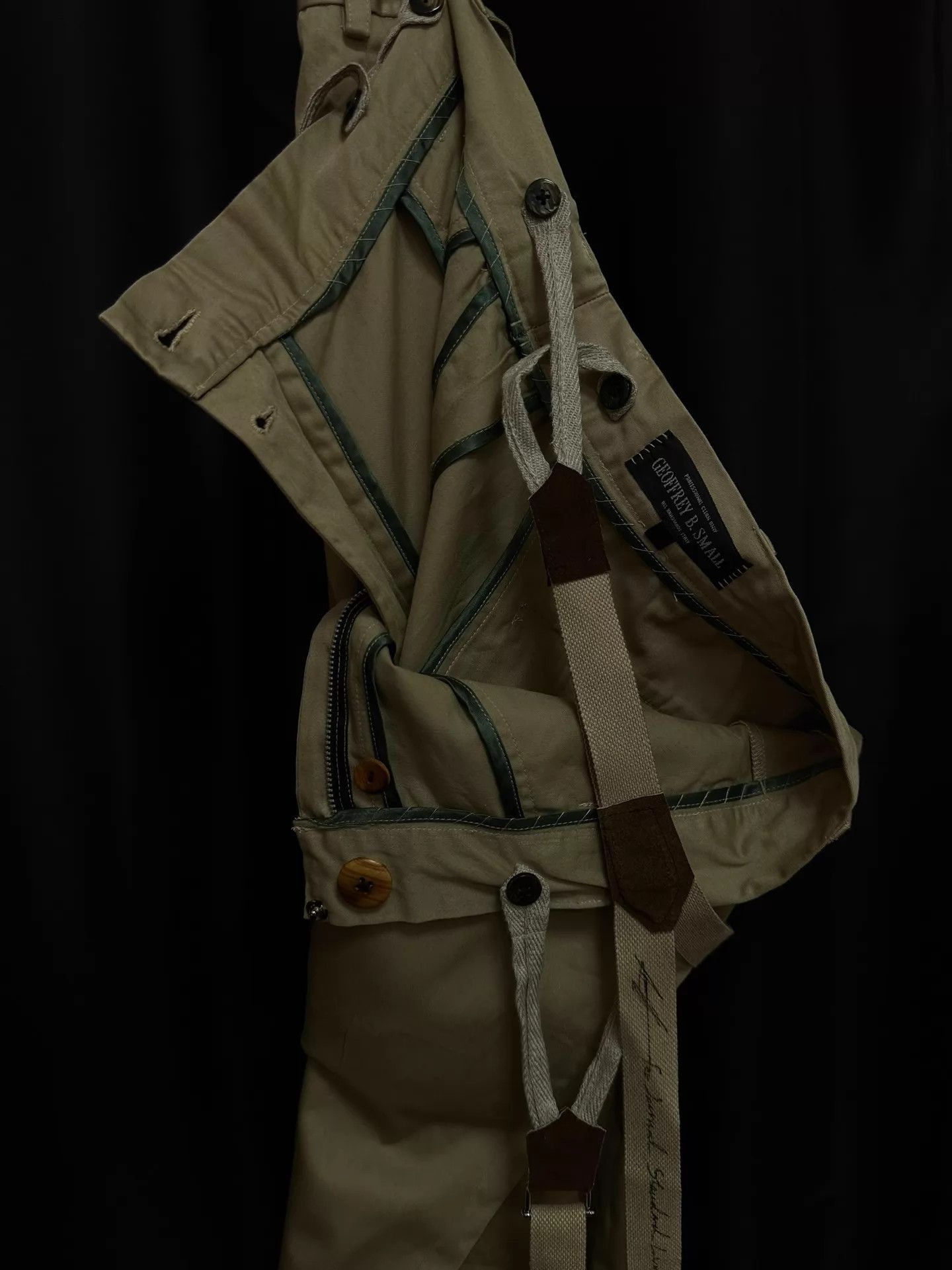 Geoffrey B. Small Beige Suspender-Accent Casual Pants Size 36 Size US 36 / EU 52 - 4 Thumbnail