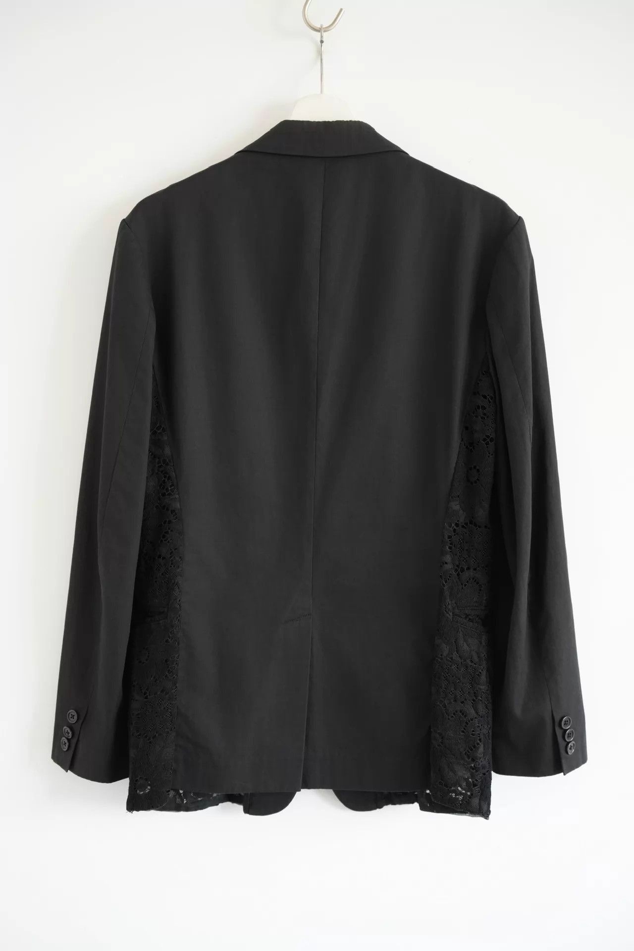 Yohji Yamamoto Black Lace Panel Blazer with Button Closure Size US S / EU 44-46 / 1 - 2 Thumbnail