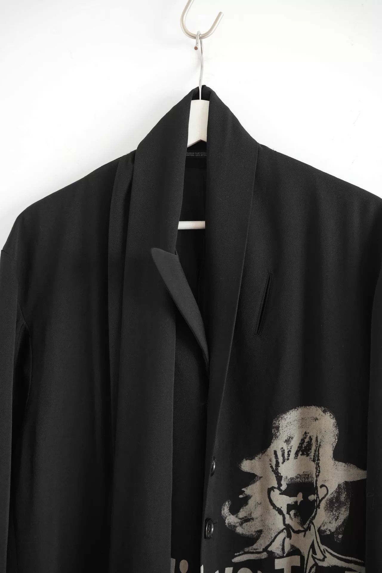 Yohji Yamamoto Black Long Coat with Graphic Print Size US M / EU 48-50 / 2 - 3 Thumbnail