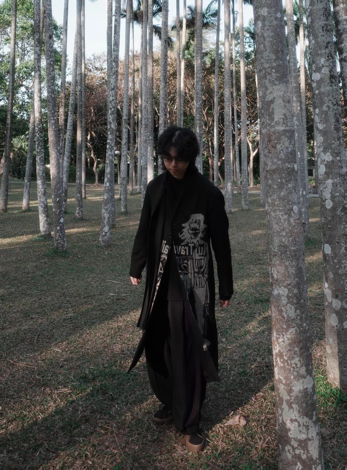 Yohji Yamamoto Black Long Coat with Graphic Print Size US M / EU 48-50 / 2 - 5 Thumbnail