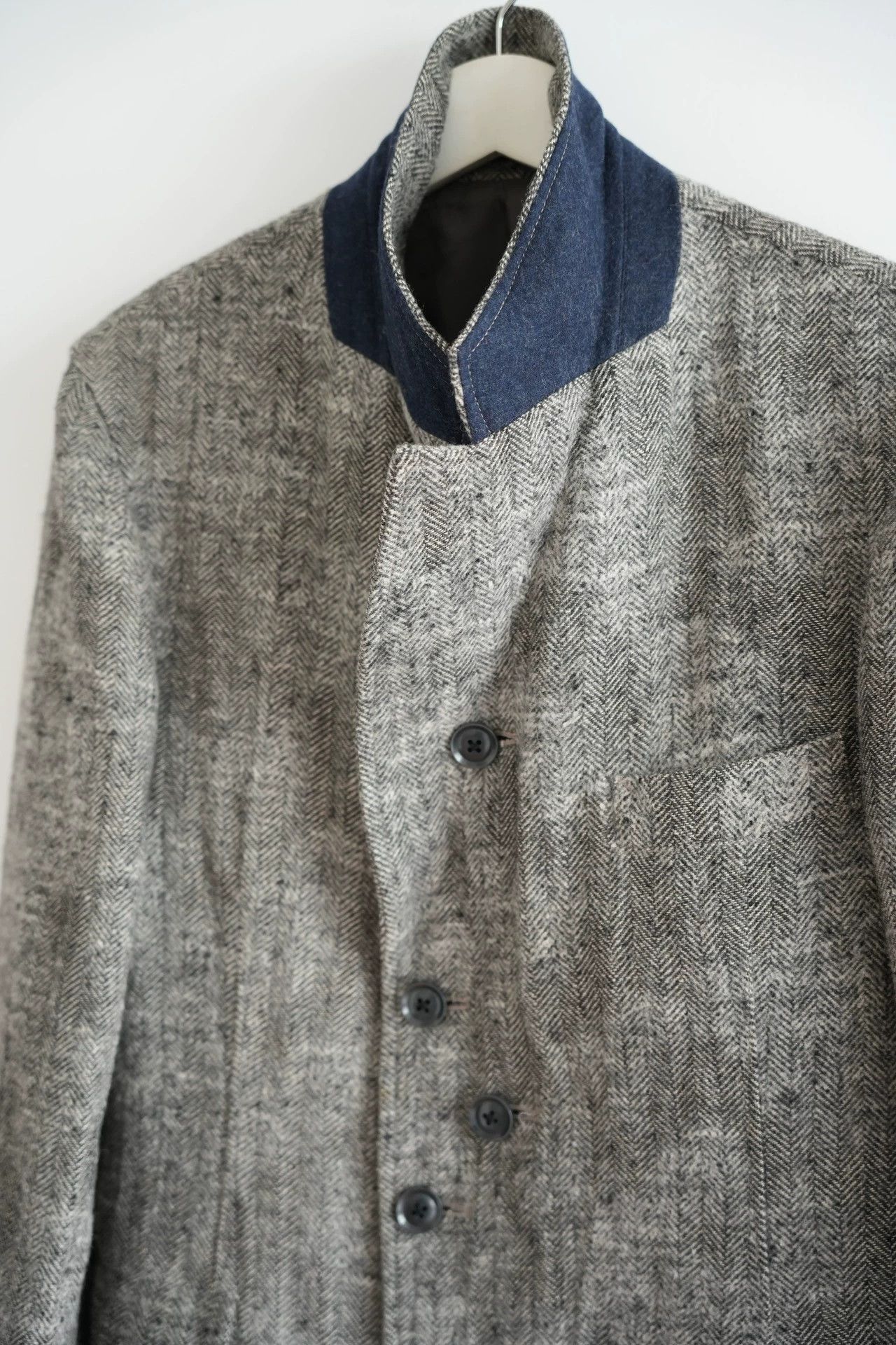 Yohji Yamamoto Gray Herringbone Buttoned Long Coat Size S Size US S / EU 44-46 / 1 - 6 Thumbnail