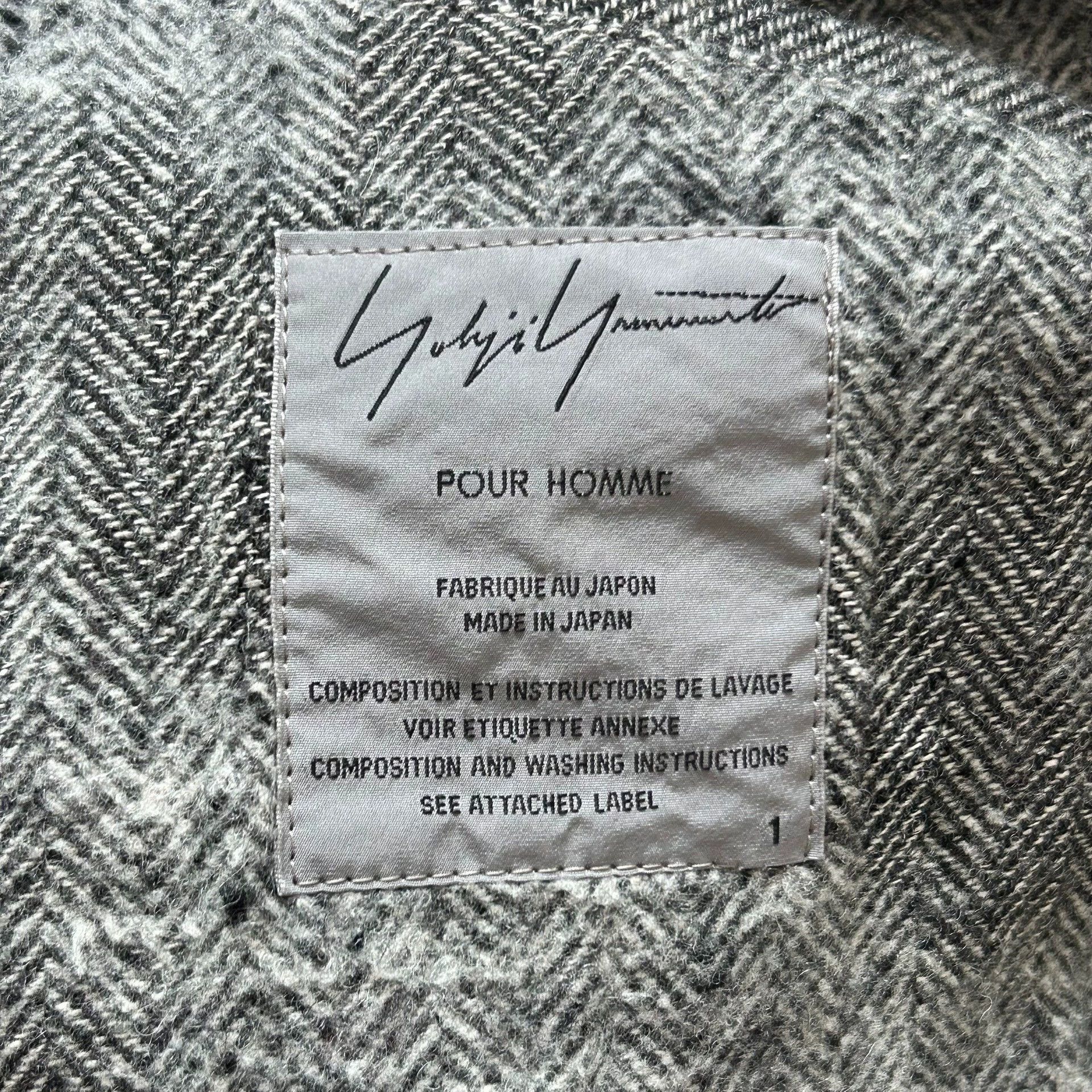 Yohji Yamamoto Gray Herringbone Buttoned Long Coat Size S Size US S / EU 44-46 / 1 - 7 Thumbnail
