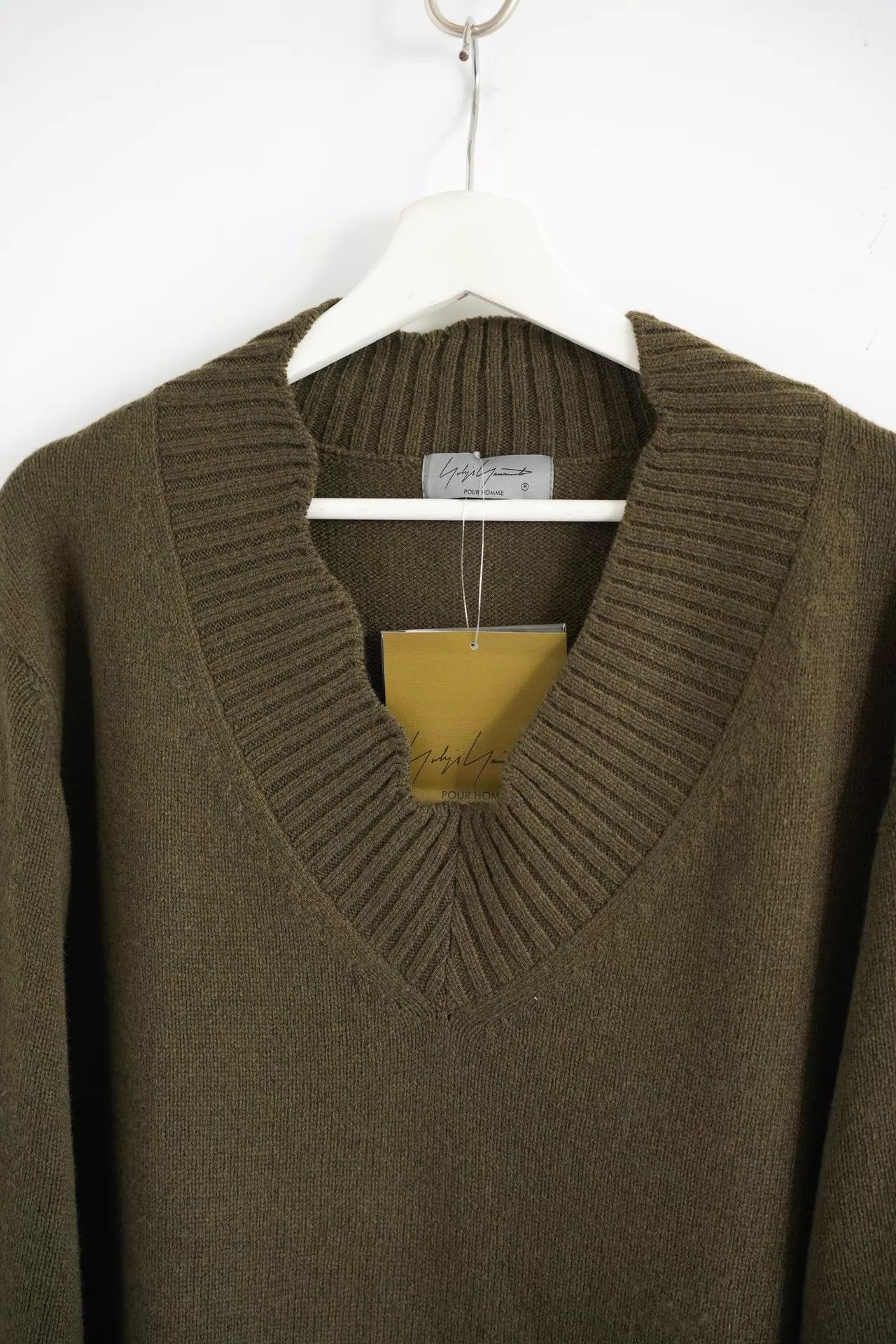 Yohji Yamamoto Green V-Neck Knit Sweater Size US L / EU 52-54 / 3 - 3 Thumbnail