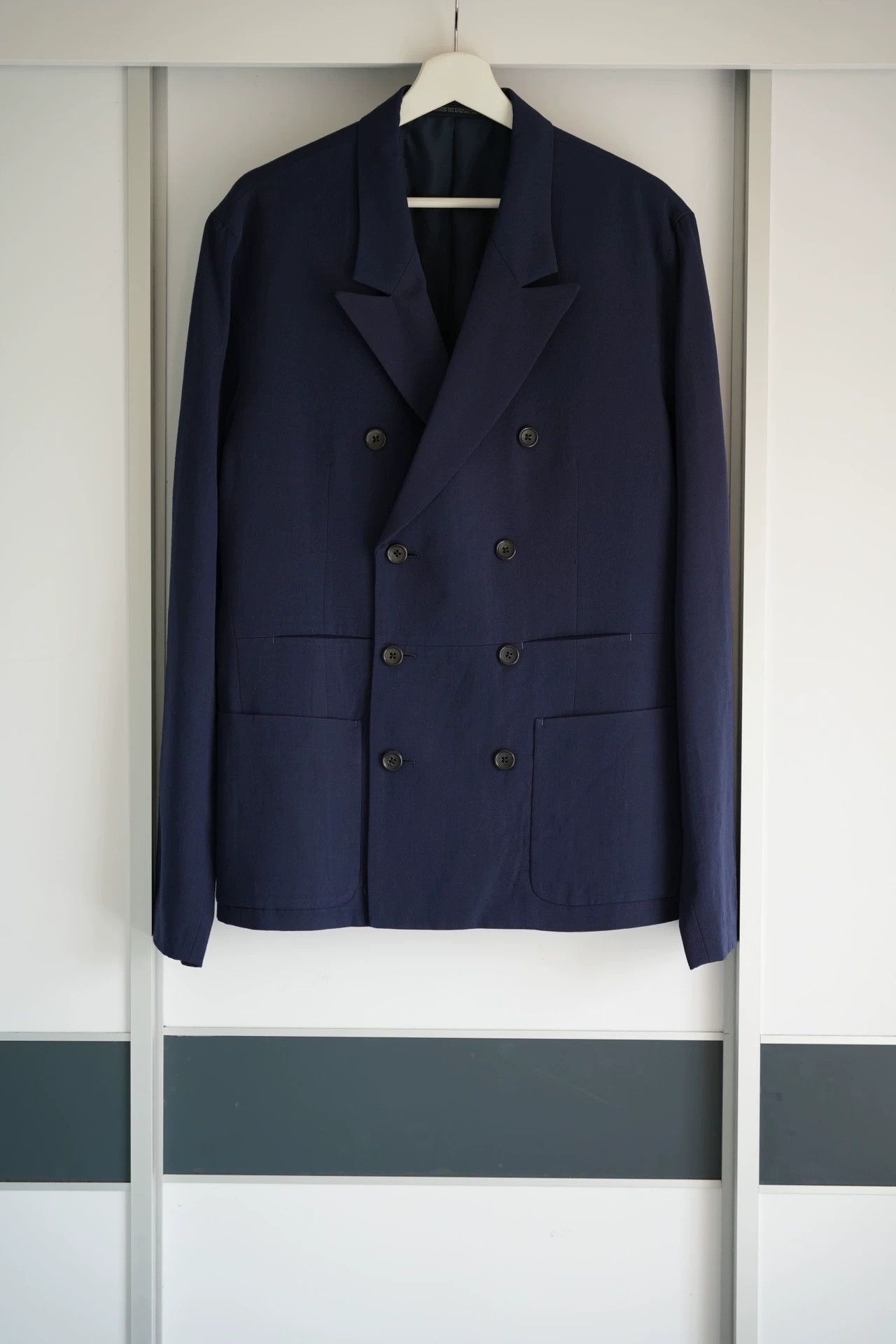 Yohji Yamamoto Blue Double-Breasted Blazer - Size M Size US M / EU 48-50 / 2 - 2 Thumbnail