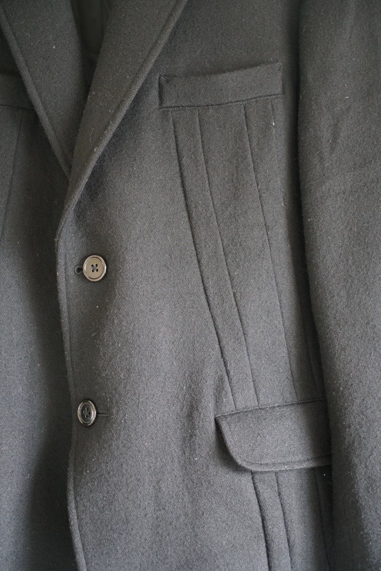 Yohji Yamamoto Black Single-Breasted Blazer with Patch Pockets Size US L / EU 52-54 / 3 - 3 Thumbnail