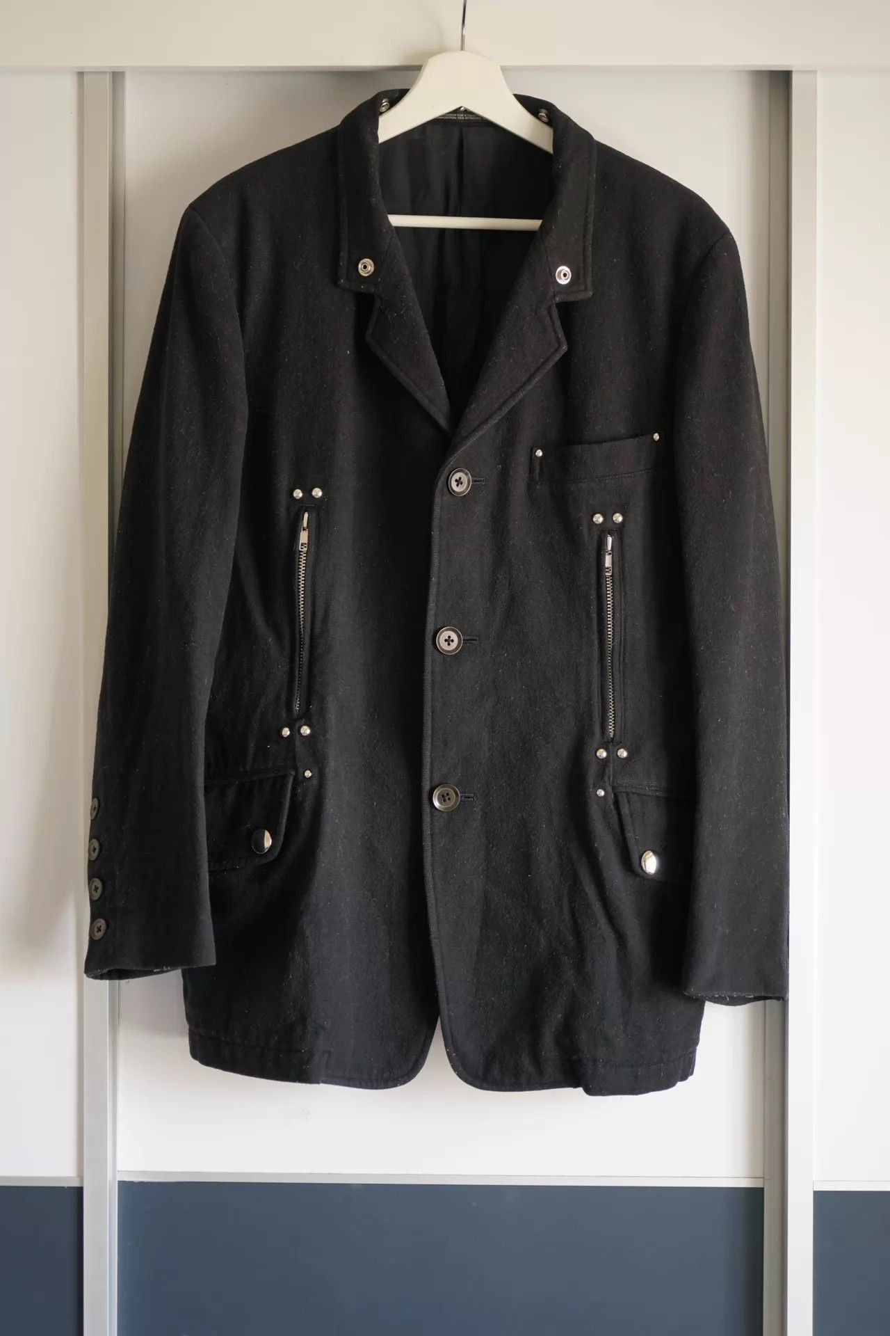 Yohji Yamamoto Black Coat with Faux Fur Collar - Size S Size US S / EU 44-46 / 1 - 2 Thumbnail