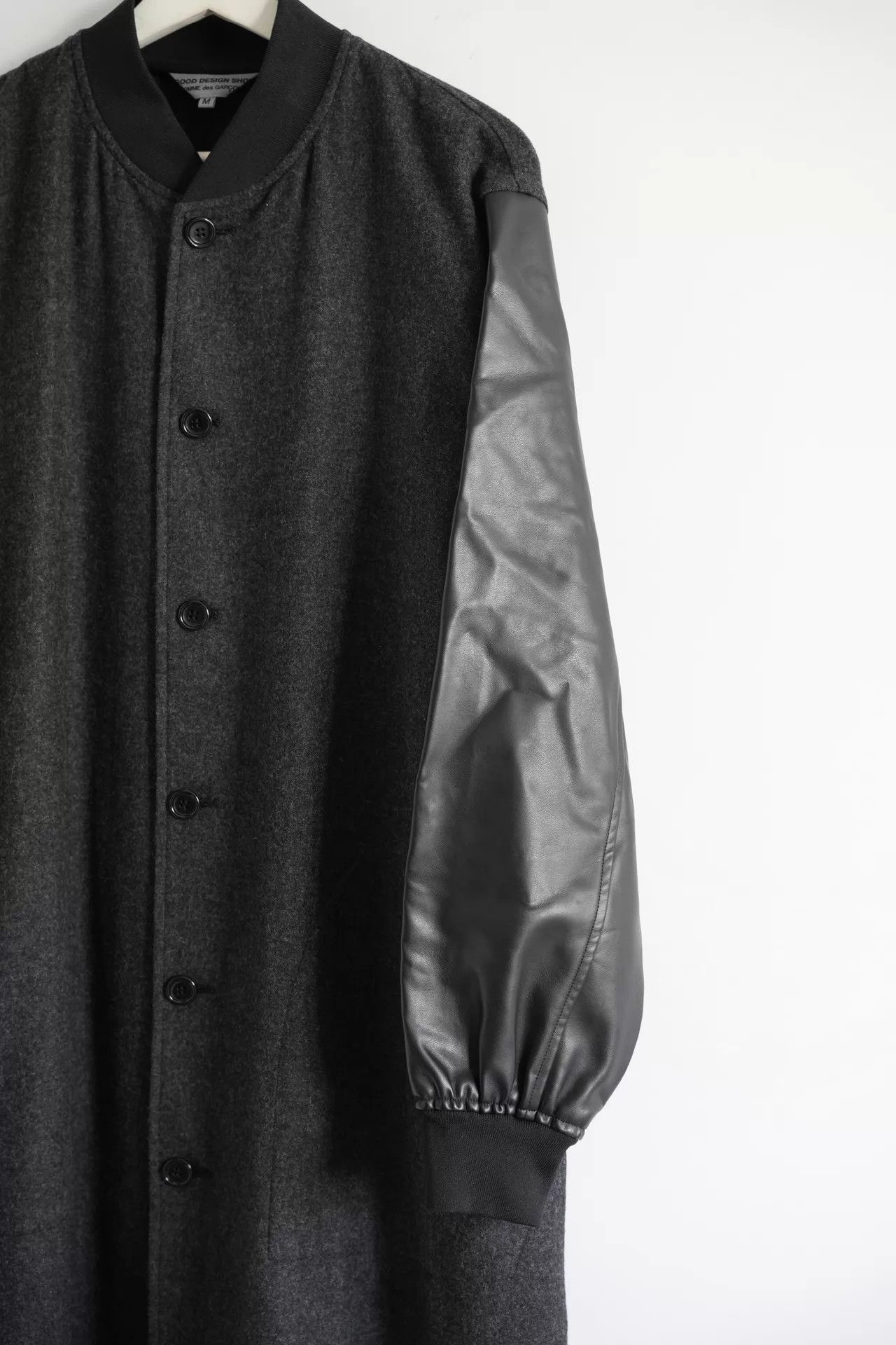 Comme des Garcons Black Long Coat with Leather Sleeves Size M Size US M / EU 48-50 / 2 - 5 Thumbnail
