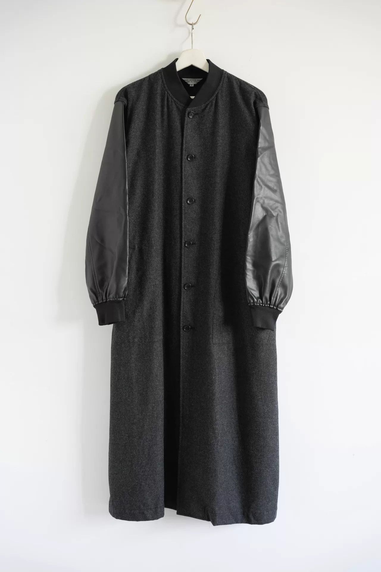 Comme des Garcons Black Long Coat with Leather Sleeves Size M Size US M / EU 48-50 / 2 - 2 Thumbnail