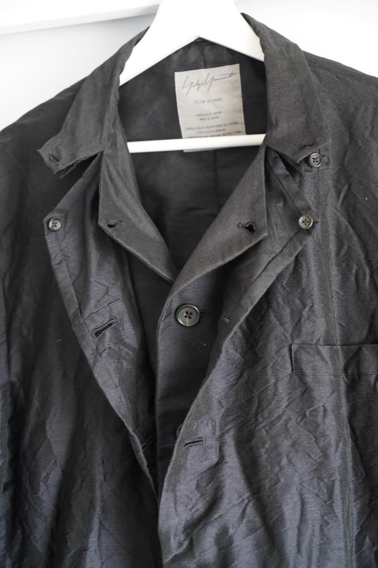 Yohji Yamamoto Black Textured Light Jacket Size L Size US L / EU 52-54 / 3 - 4 Thumbnail