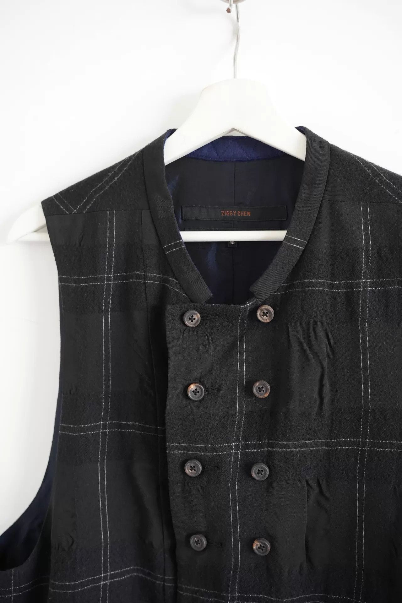 Ziggy Chen Multi Plaid Double-Breasted Vest Size US M / EU 48-50 / 2 - 4 Thumbnail