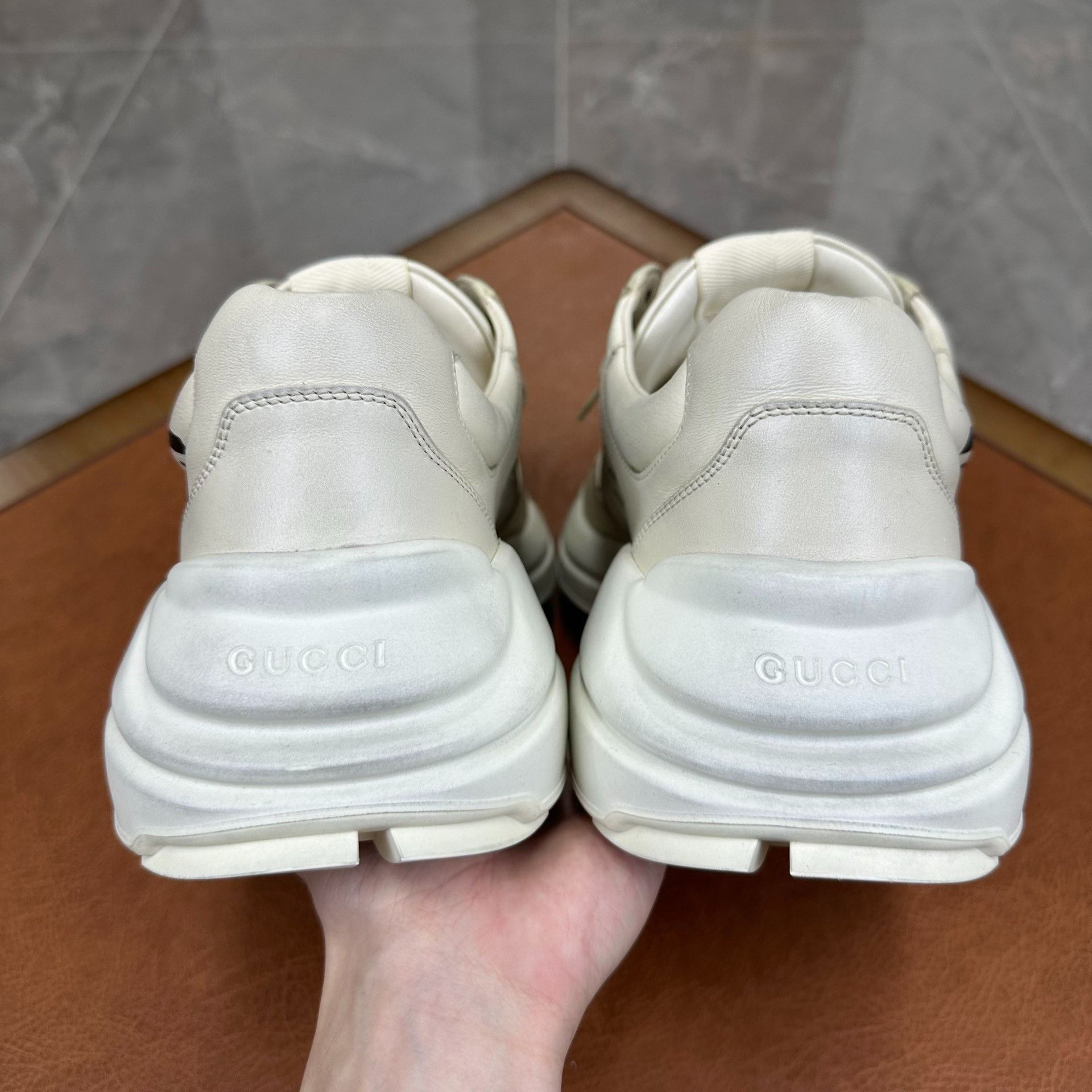 Gucci Gucci Leather Printed White Lowtop Sneakers 12 Men Size US 12 / EU 45 - 3 Thumbnail