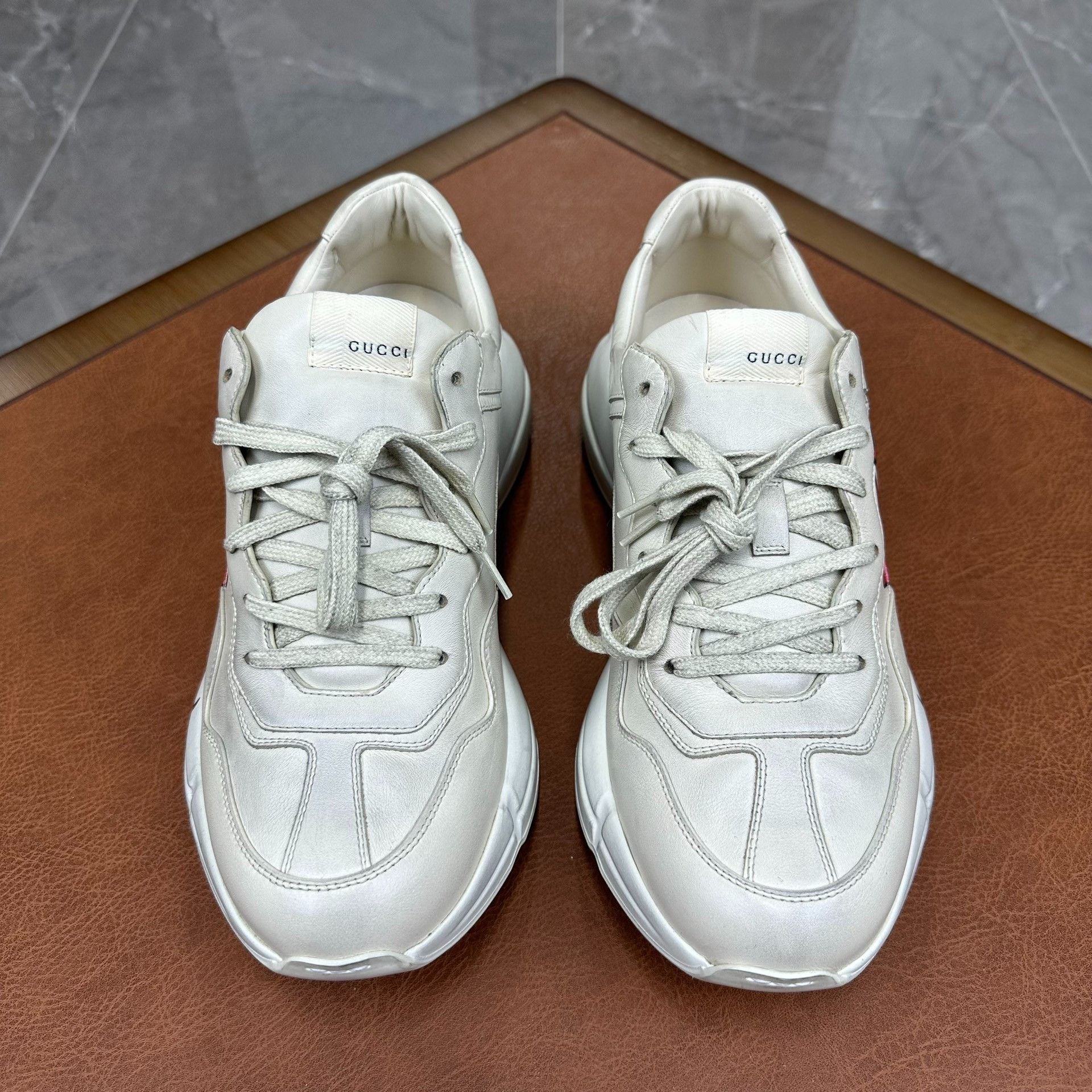 Gucci Gucci Leather Printed White Lowtop Sneakers 12 Men Size US 12 / EU 45 - 2 Thumbnail