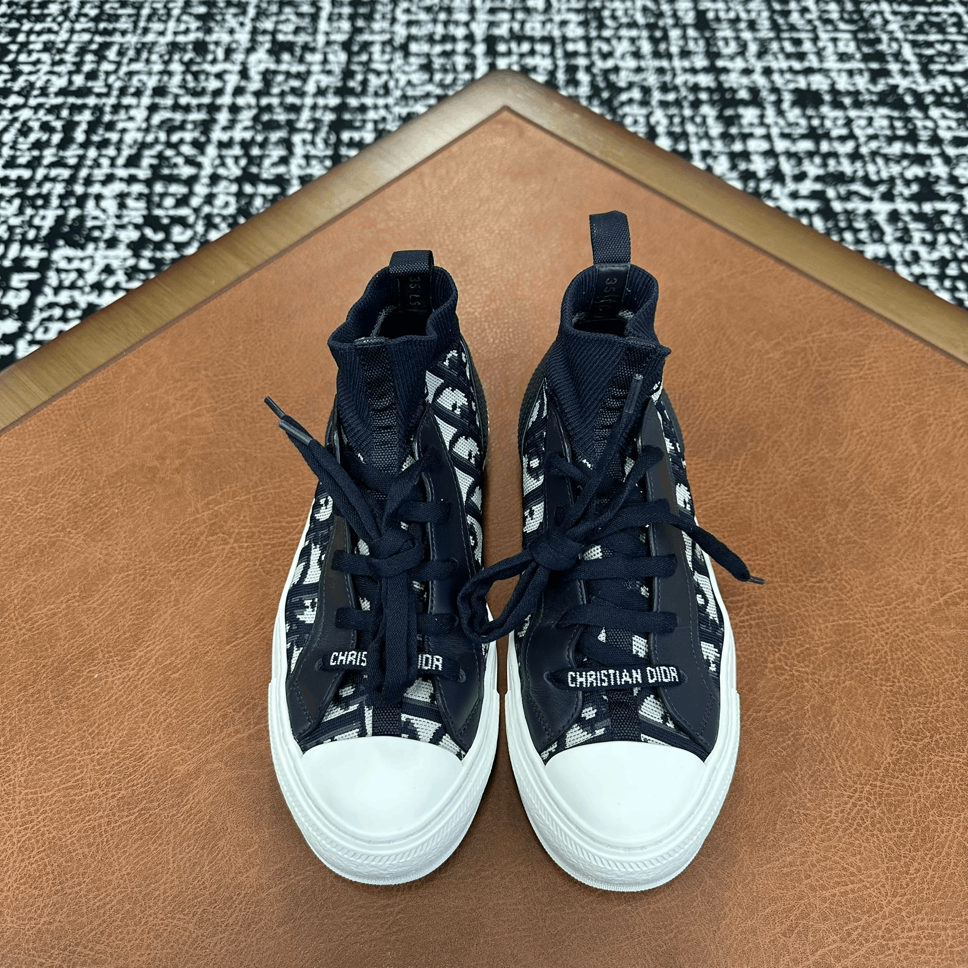 Dior Dior Knit Blue Hitop Sneakers it_35 Women Size US 5 / IT 35 - 2 Thumbnail