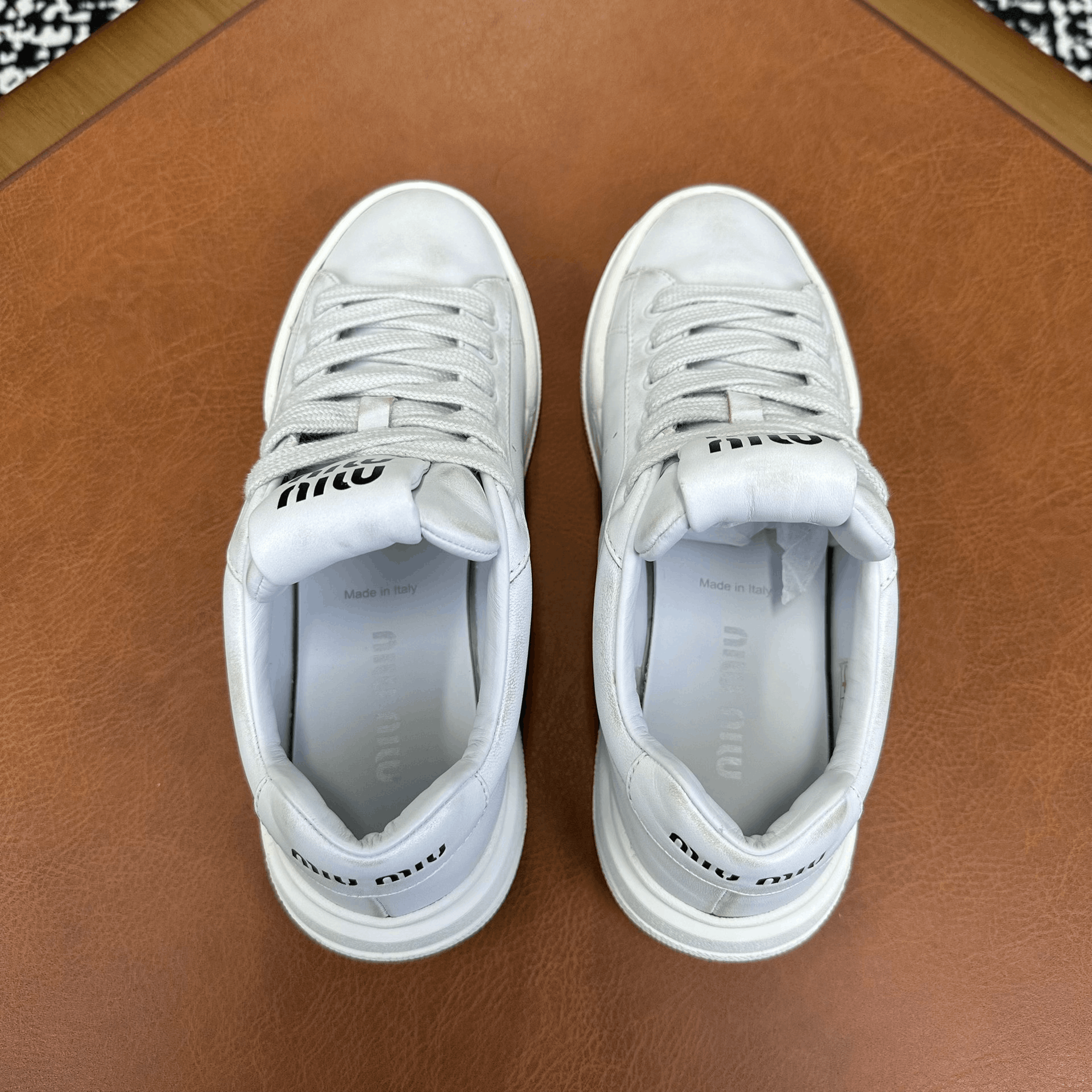 Miu Miu Miu Miu Leather White Lowtop Sneakers it_38 Women Size US 8 / IT 38 - 3 Thumbnail