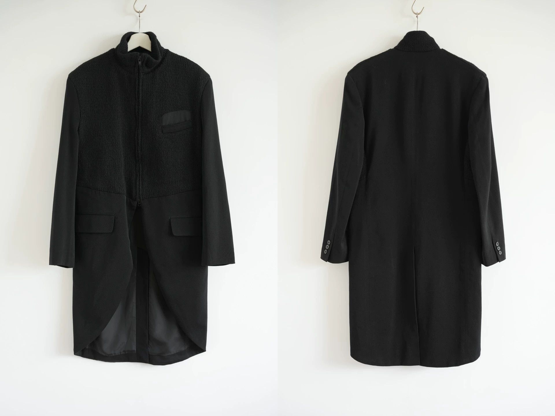Yohji Yamamoto Black Long Coat with Zip Front and Pockets Size US M / EU 48-50 / 2 - 2 Thumbnail