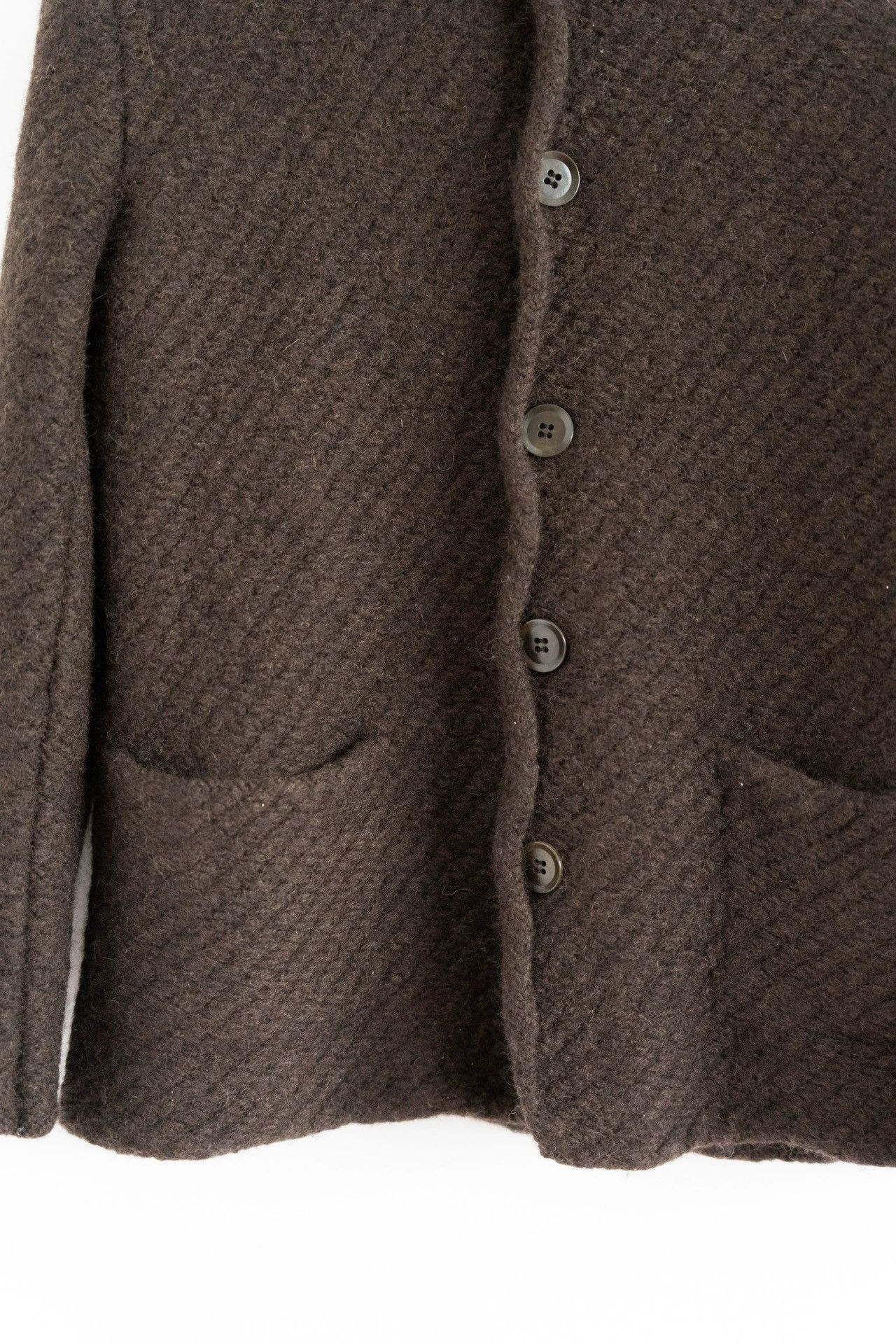 Yohji Yamamoto Brown Textured Button-Front Jacket Size US L / EU 52-54 / 3 - 4 Thumbnail