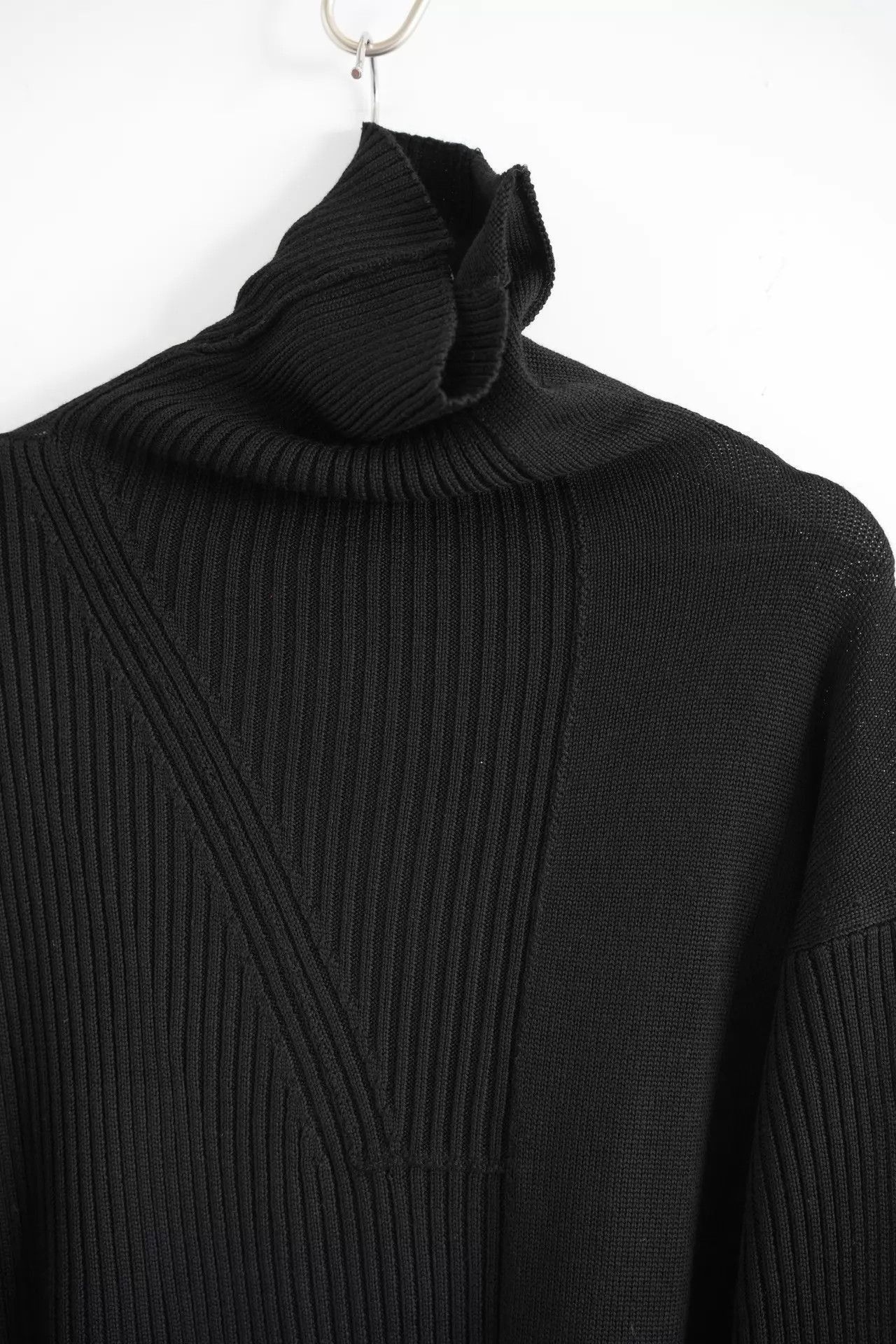 Yohji Yamamoto Black Ribbed Long-Sleeve Sweater Size US L / EU 52-54 / 3 - 4 Thumbnail