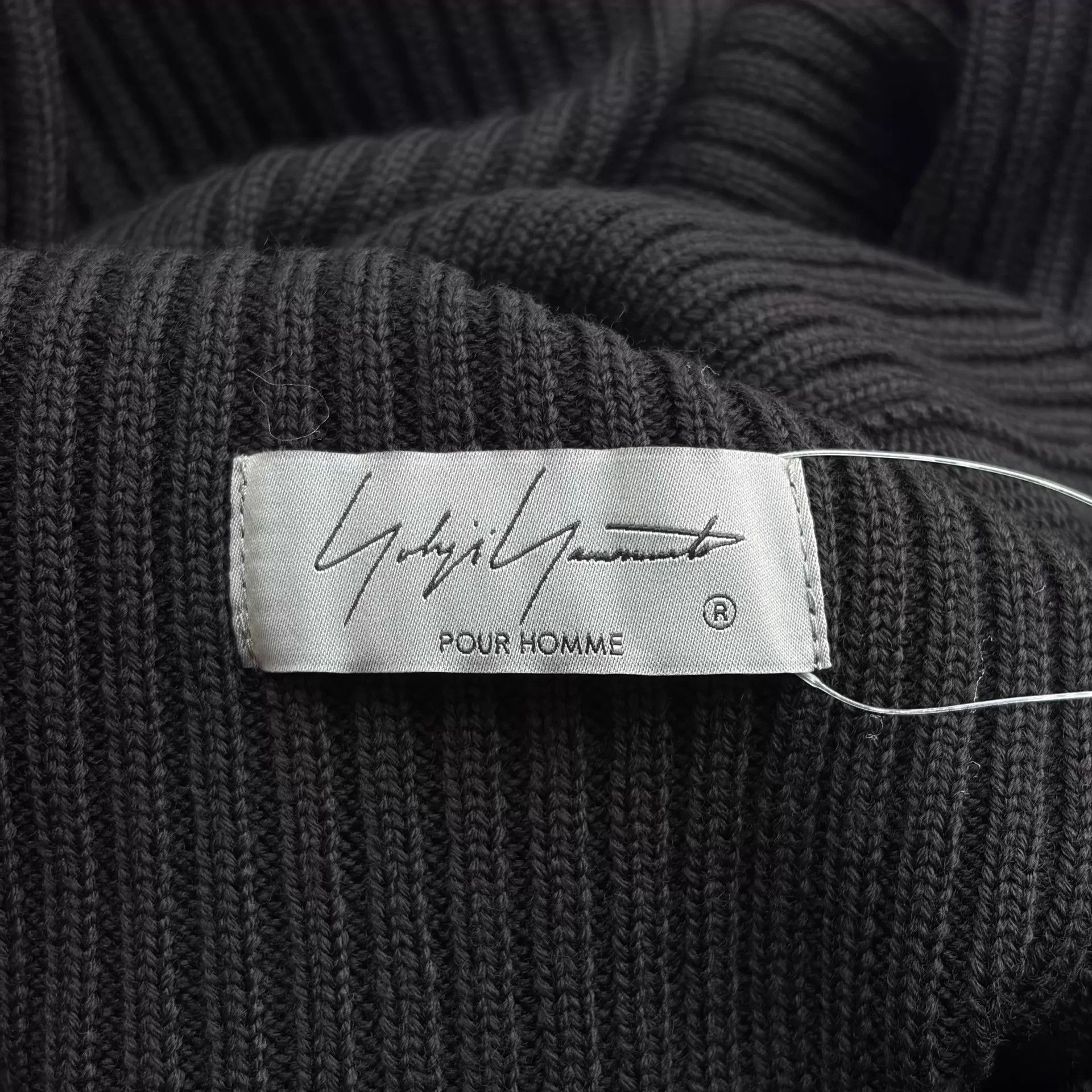 Yohji Yamamoto Black Ribbed Long-Sleeve Sweater Size US L / EU 52-54 / 3 - 5 Thumbnail