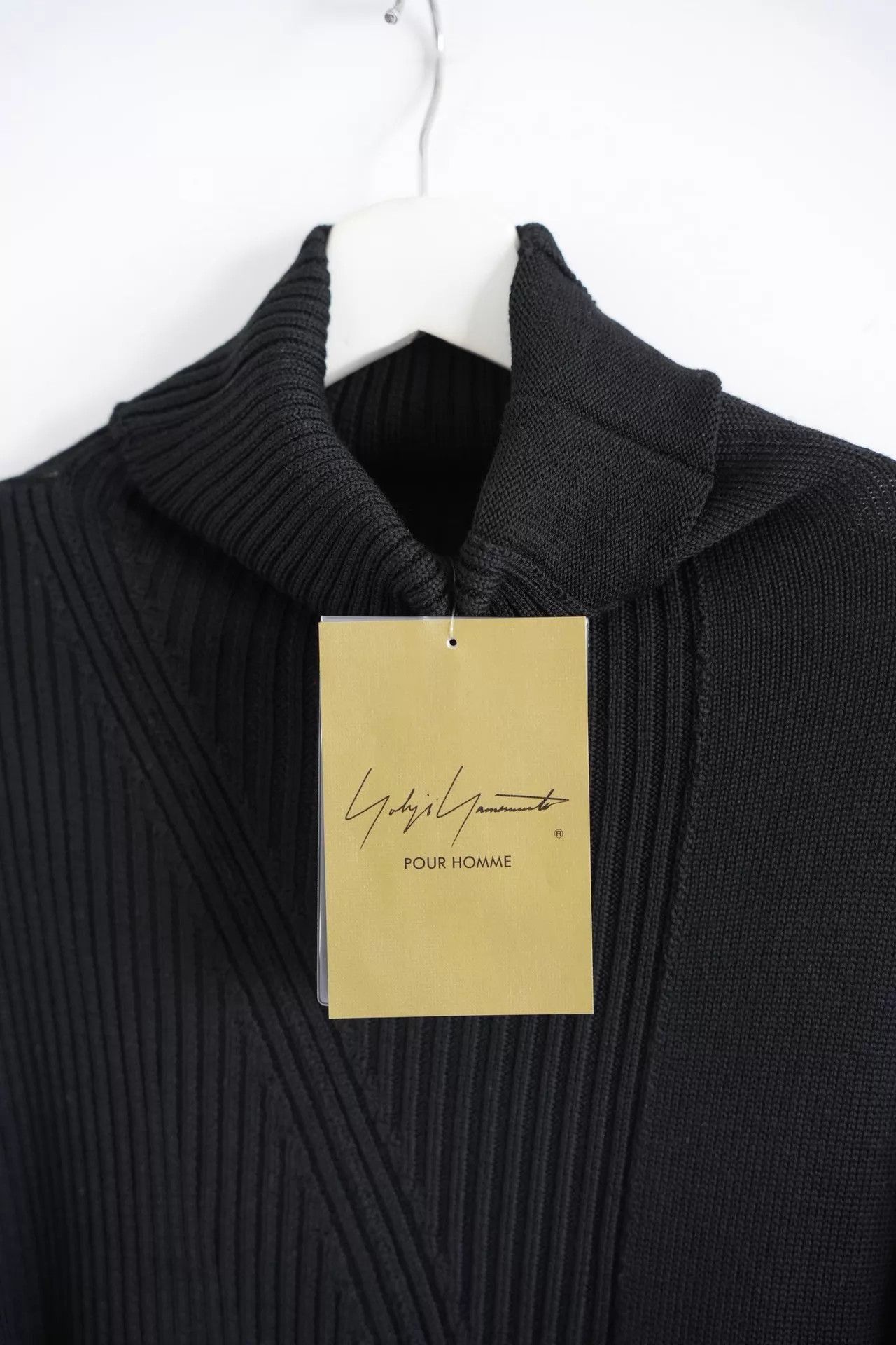 Yohji Yamamoto Black Ribbed Long-Sleeve Sweater Size US L / EU 52-54 / 3 - 3 Thumbnail