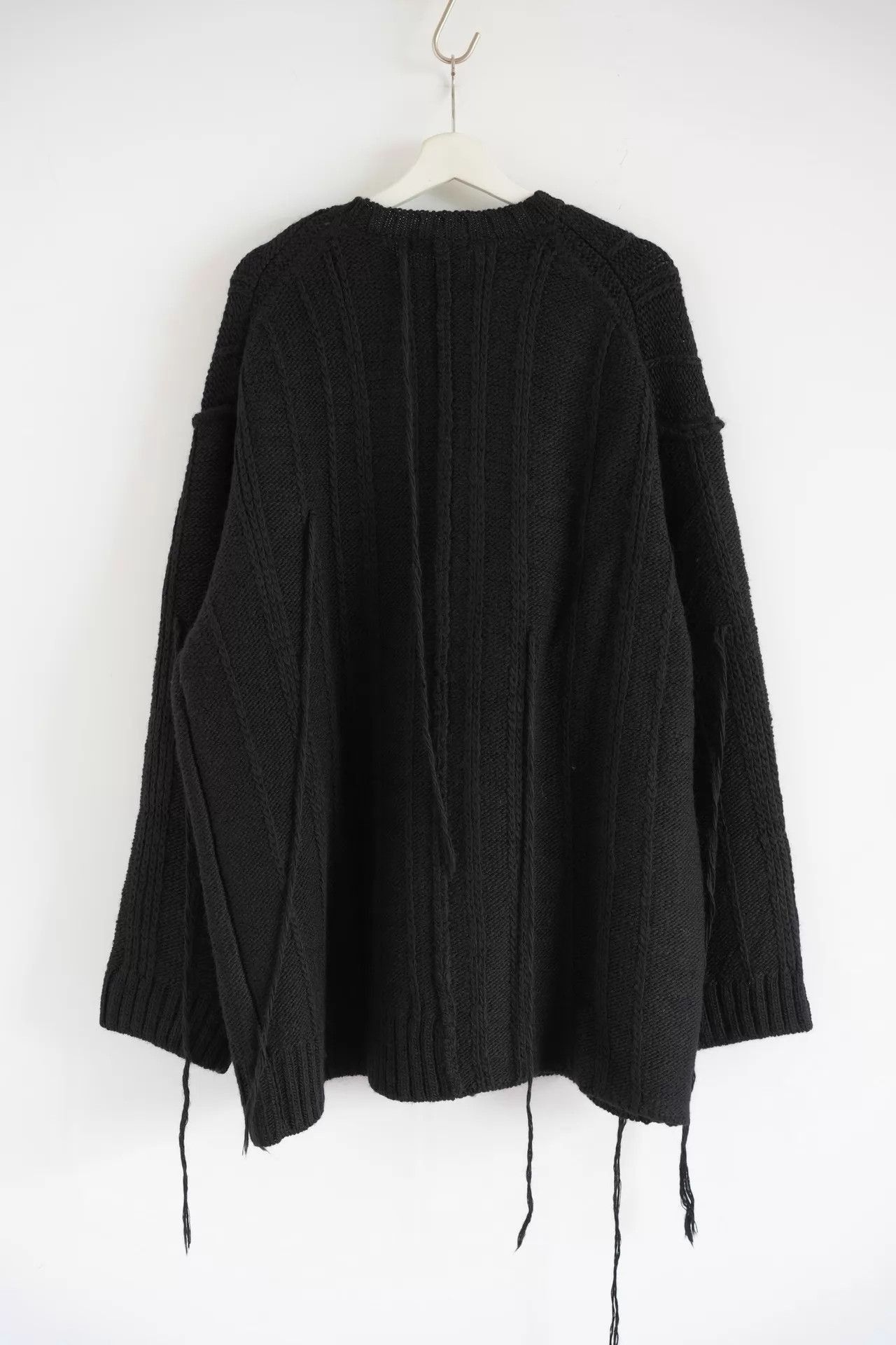 Yohji Yamamoto Black Oversized Cable Knit Sweater with Tassels Size US L / EU 52-54 / 3 - 2 Thumbnail