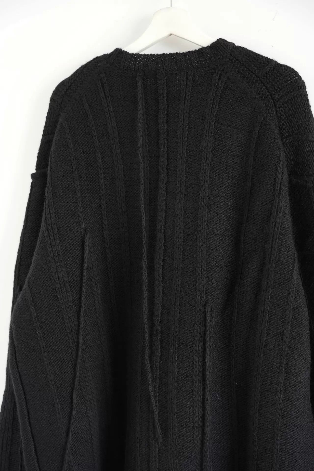 Yohji Yamamoto Black Oversized Cable Knit Sweater with Tassels Size US L / EU 52-54 / 3 - 5 Thumbnail