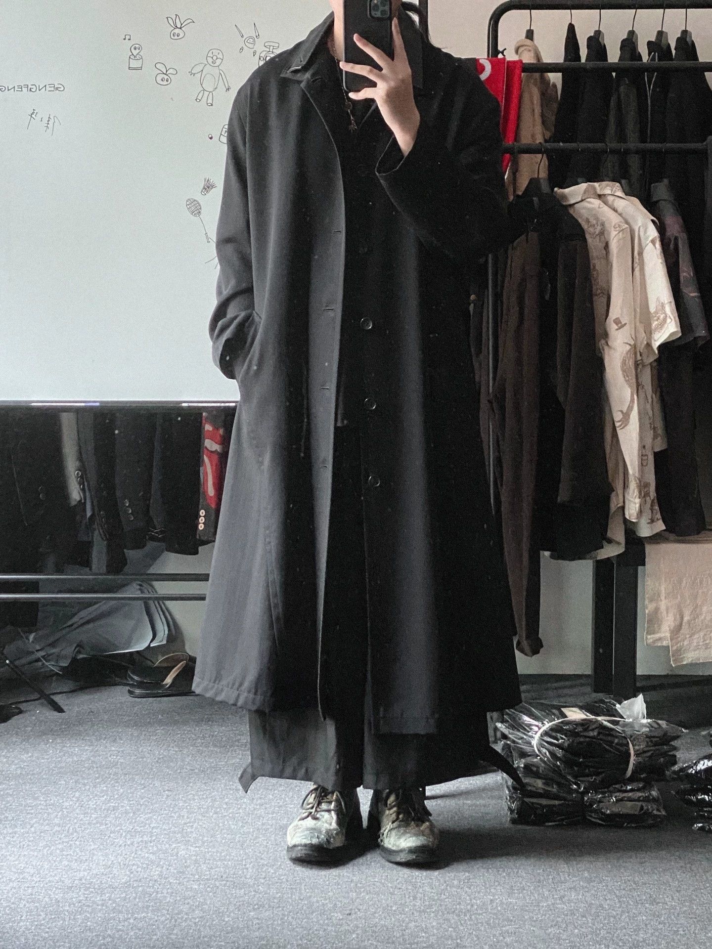Yohji Yamamoto Long Button-Front Coat with Collar Size US M / EU 48-50 / 2 - 8 Thumbnail