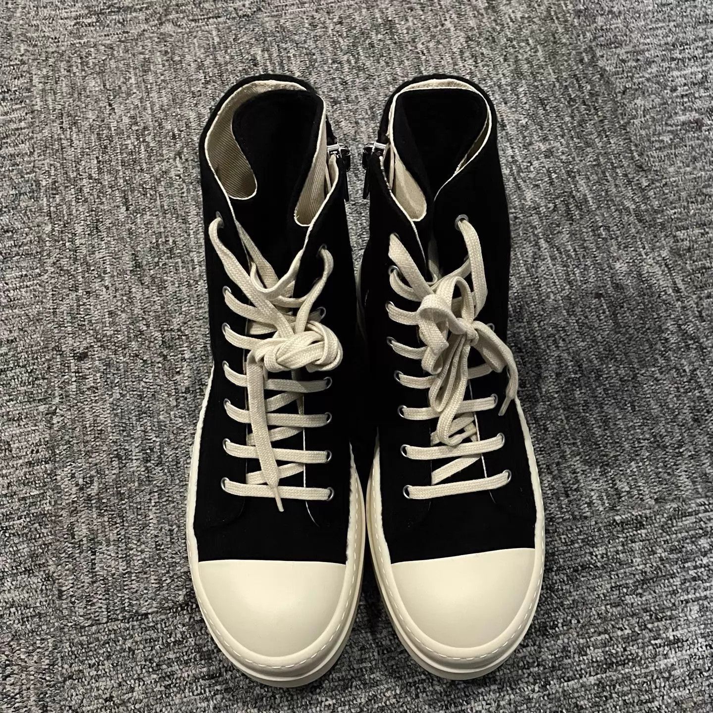 Rick Owens Black High-Top Sneakers with Platform Sole, Size 9 Size US 9 / EU 42 - 3 Thumbnail