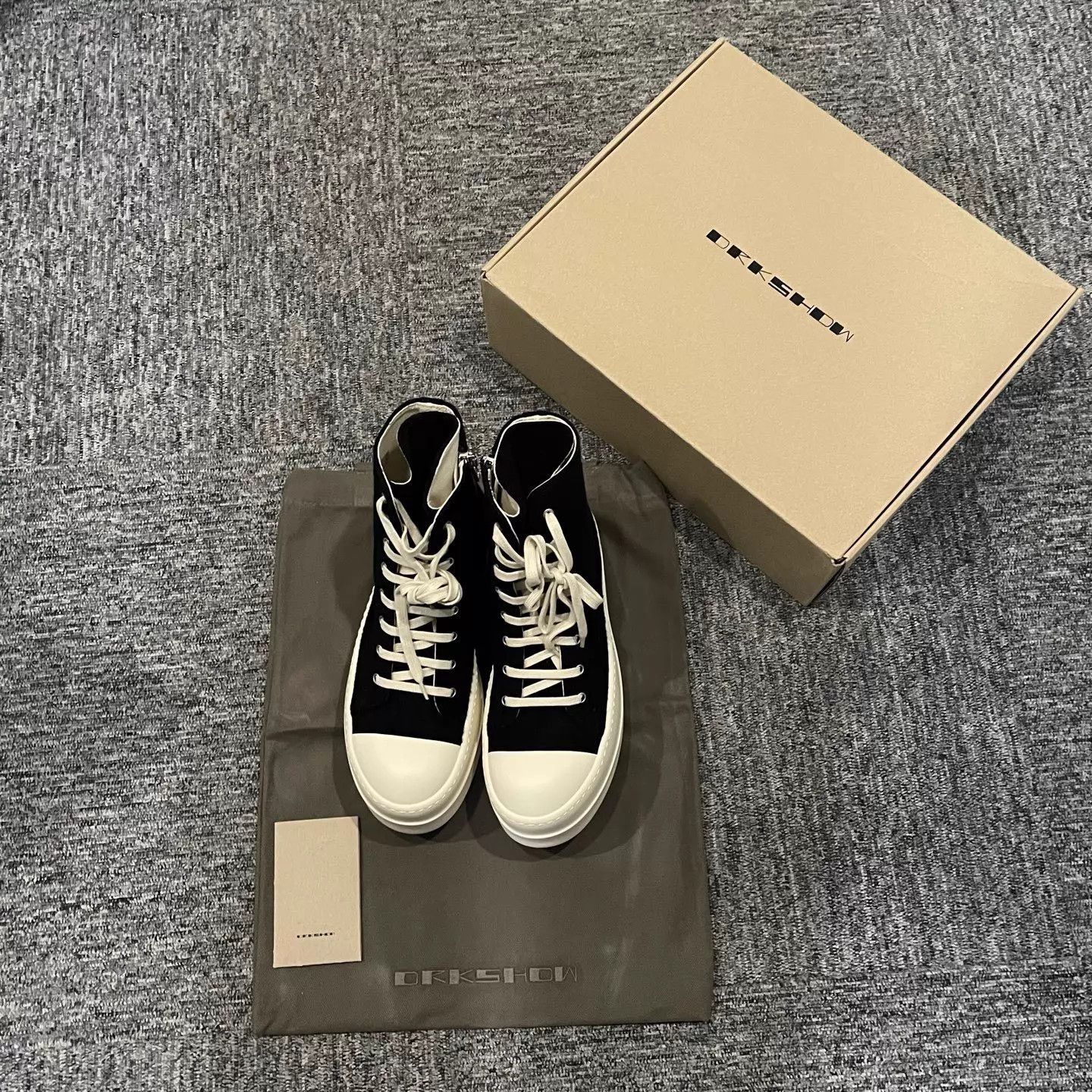 Rick Owens Black High-Top Sneakers with Platform Sole, Size 9 Size US 9 / EU 42 - 2 Thumbnail
