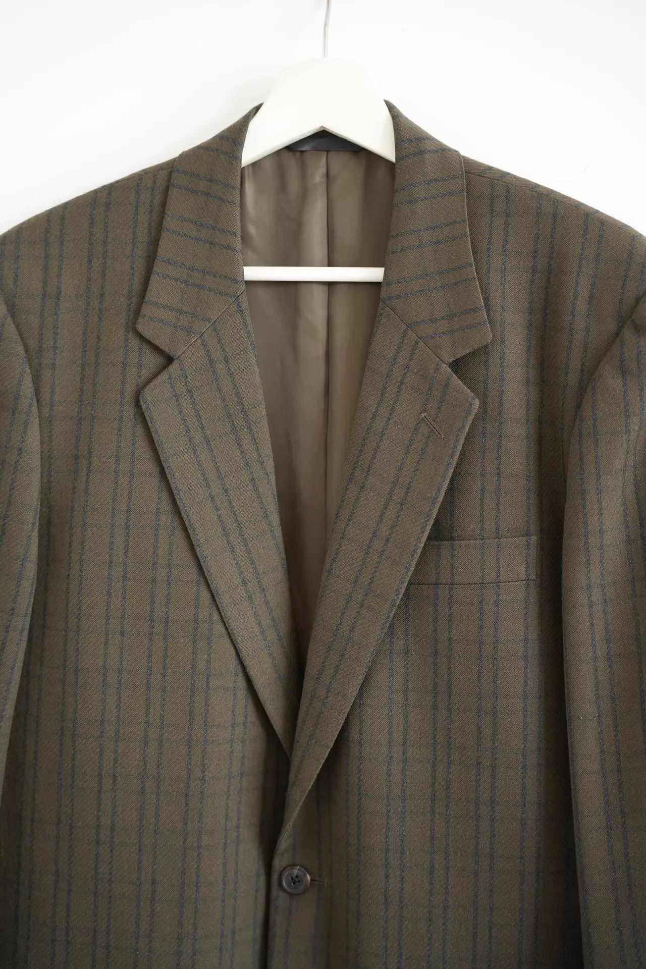 Yohji Yamamoto Green Striped Blazer - Size S Size US S / EU 44-46 / 1 - 3 Thumbnail