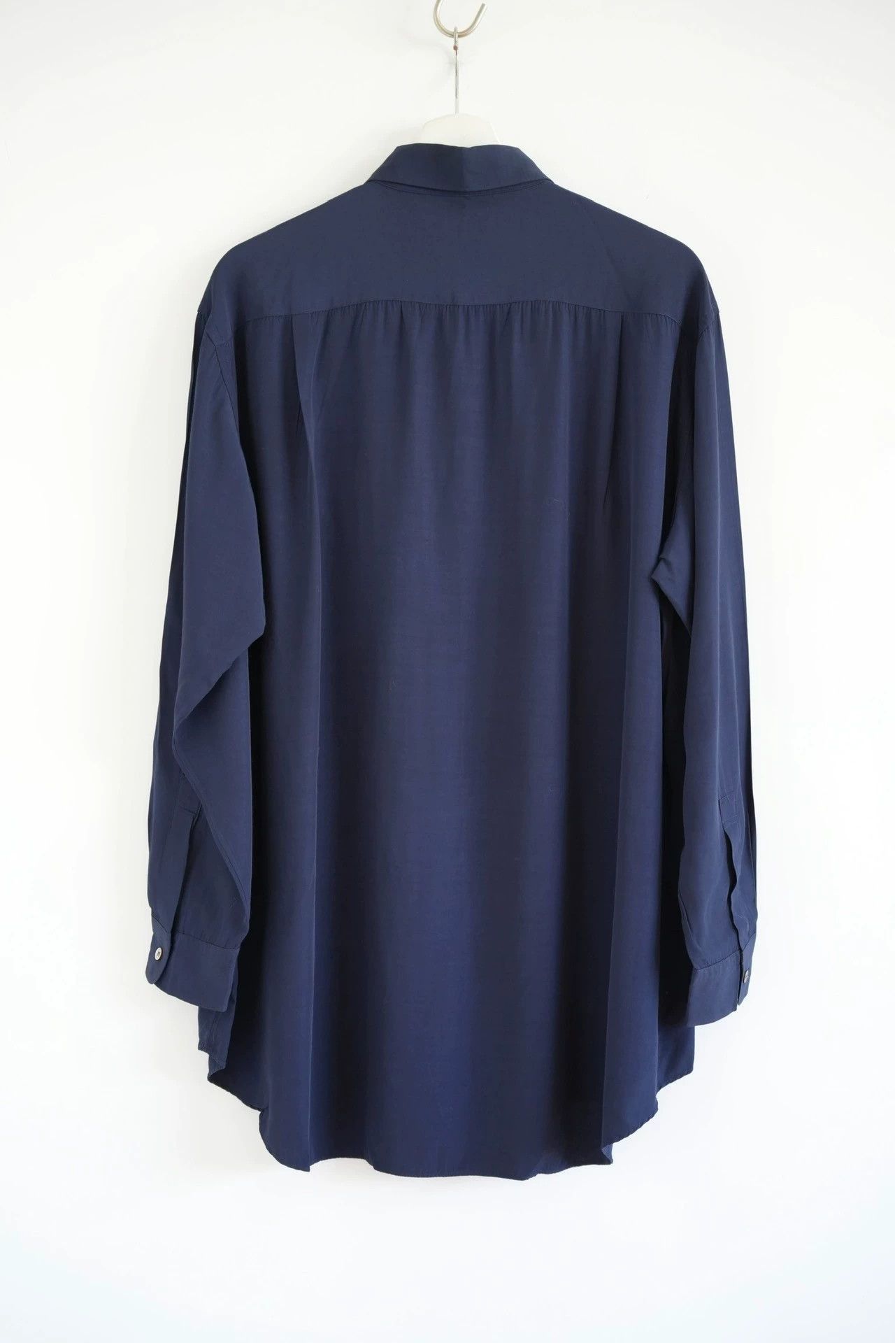 Yohji Yamamoto Blue Long Sleeve Button-Up Shirt with Cutout Design Size US M / EU 48-50 / 2 - 2 Thumbnail
