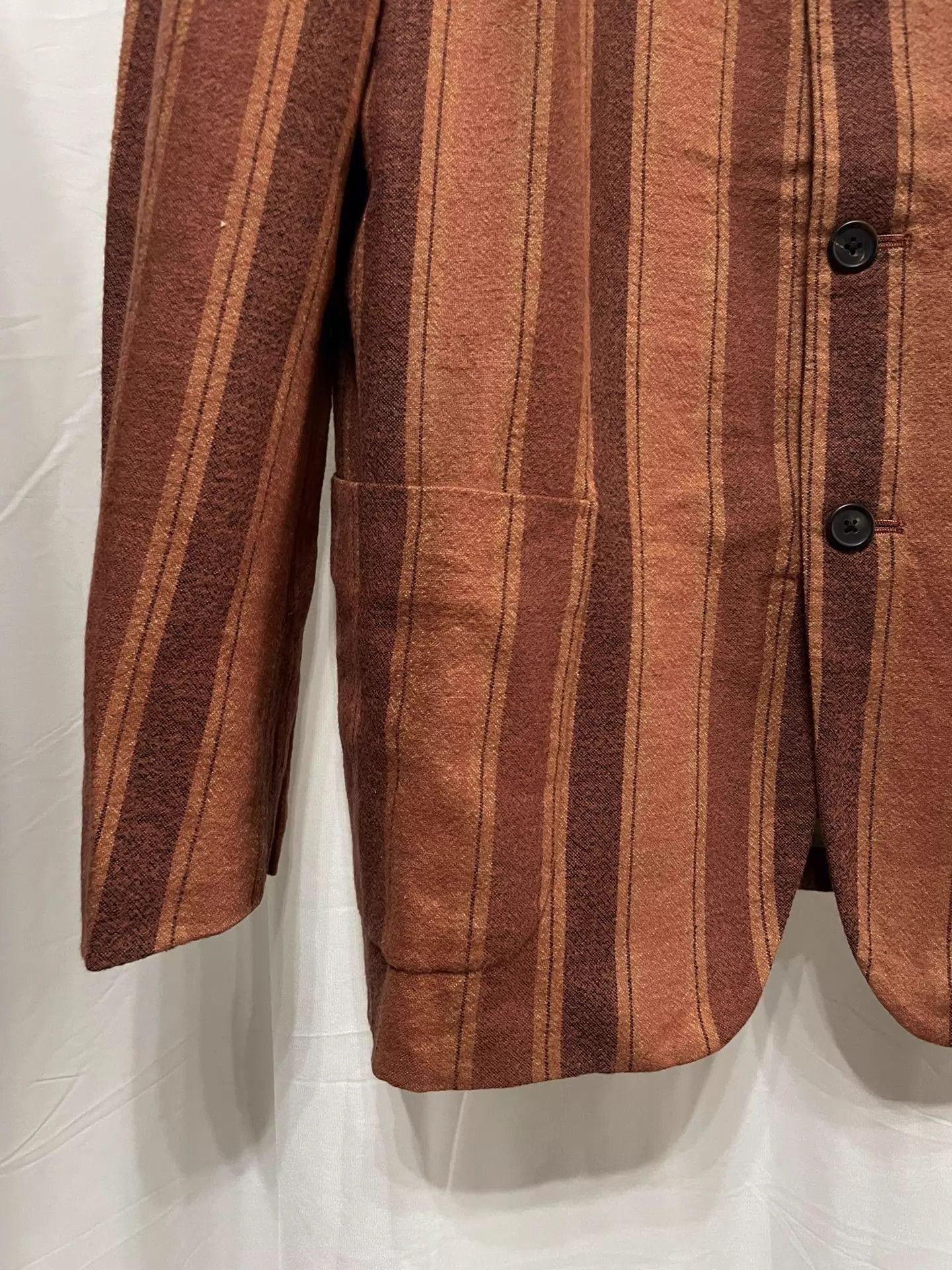 Yohji Yamamoto Red Striped Button-Front Light Jacket Size US L / EU 52-54 / 3 - 4 Thumbnail