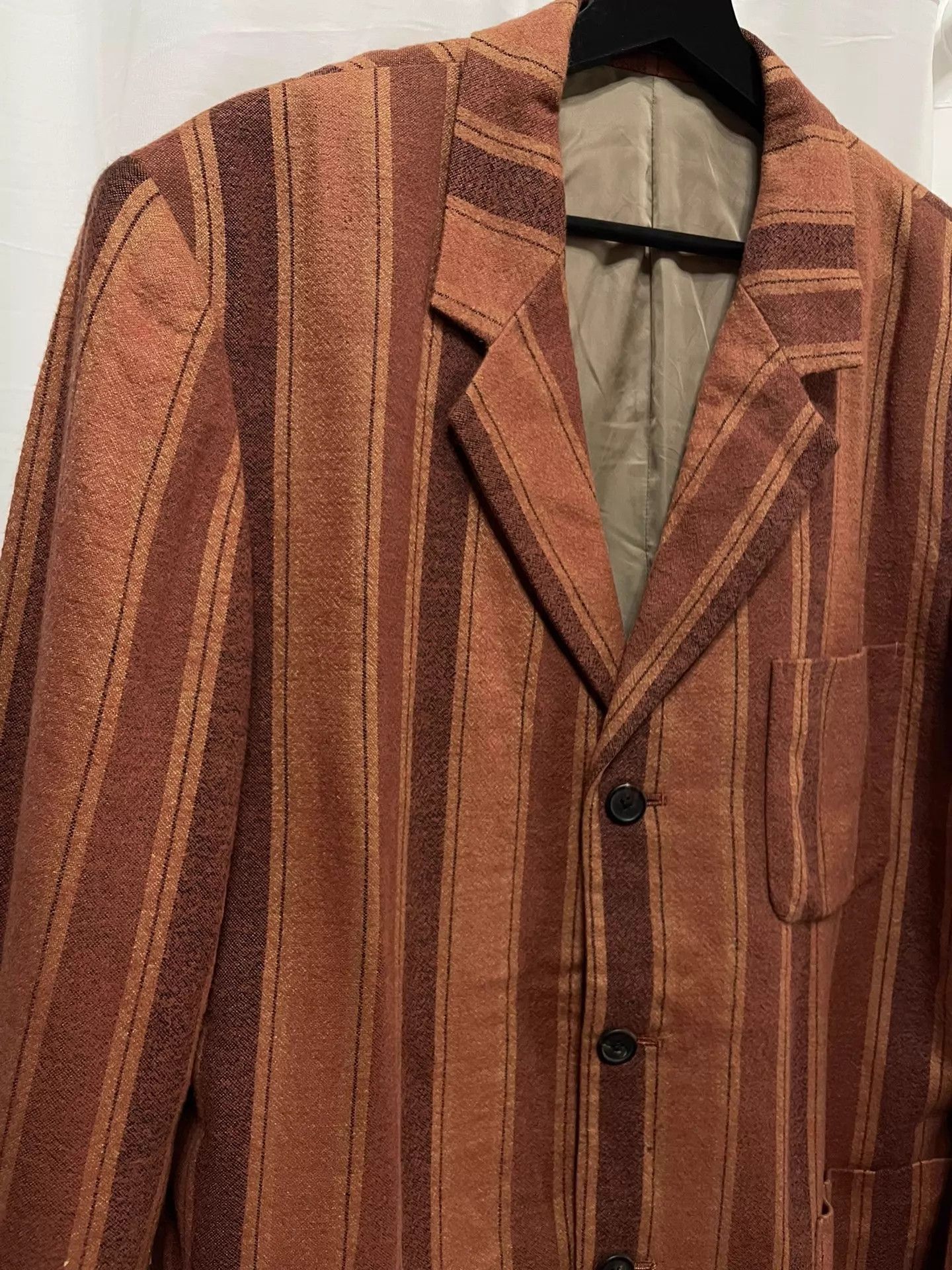 Yohji Yamamoto Red Striped Button-Front Light Jacket Size US L / EU 52-54 / 3 - 3 Thumbnail
