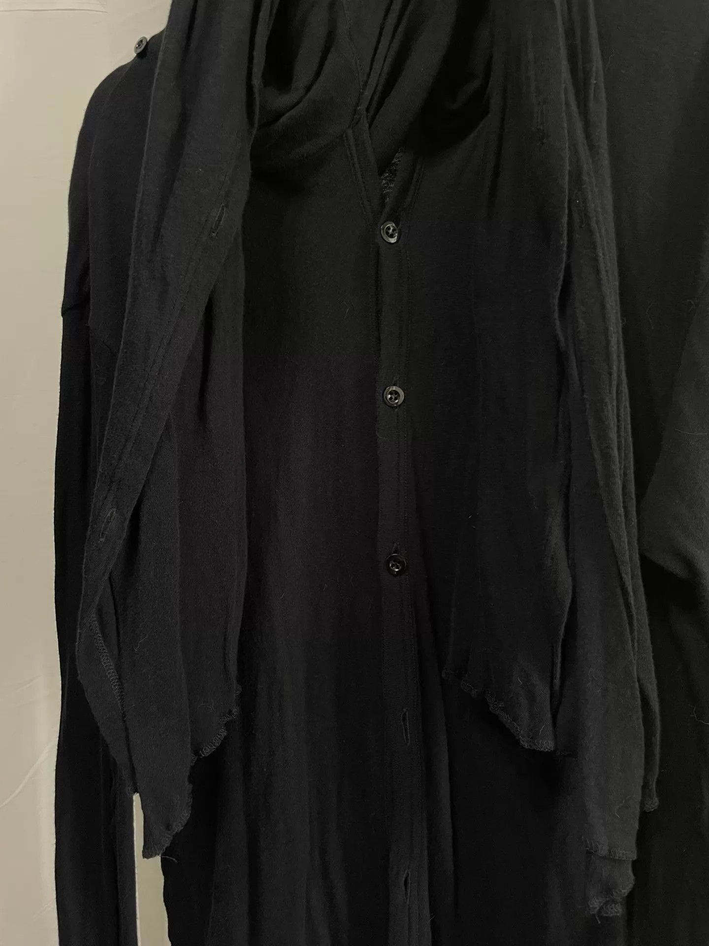 Yohji Yamamoto Black Long Sleeve Drape Front Top Size US M / EU 48-50 / 2 - 5 Thumbnail