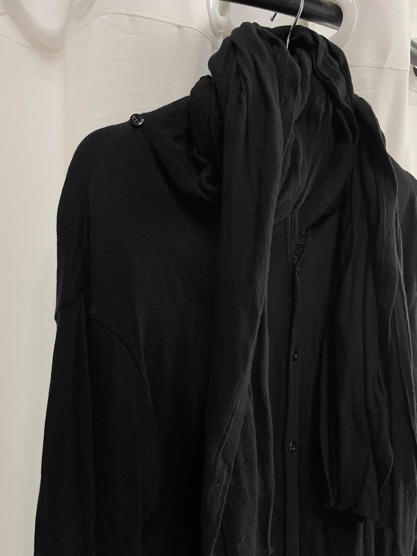 Yohji Yamamoto Black Long Sleeve Drape Front Top Size US M / EU 48-50 / 2 - 4 Thumbnail