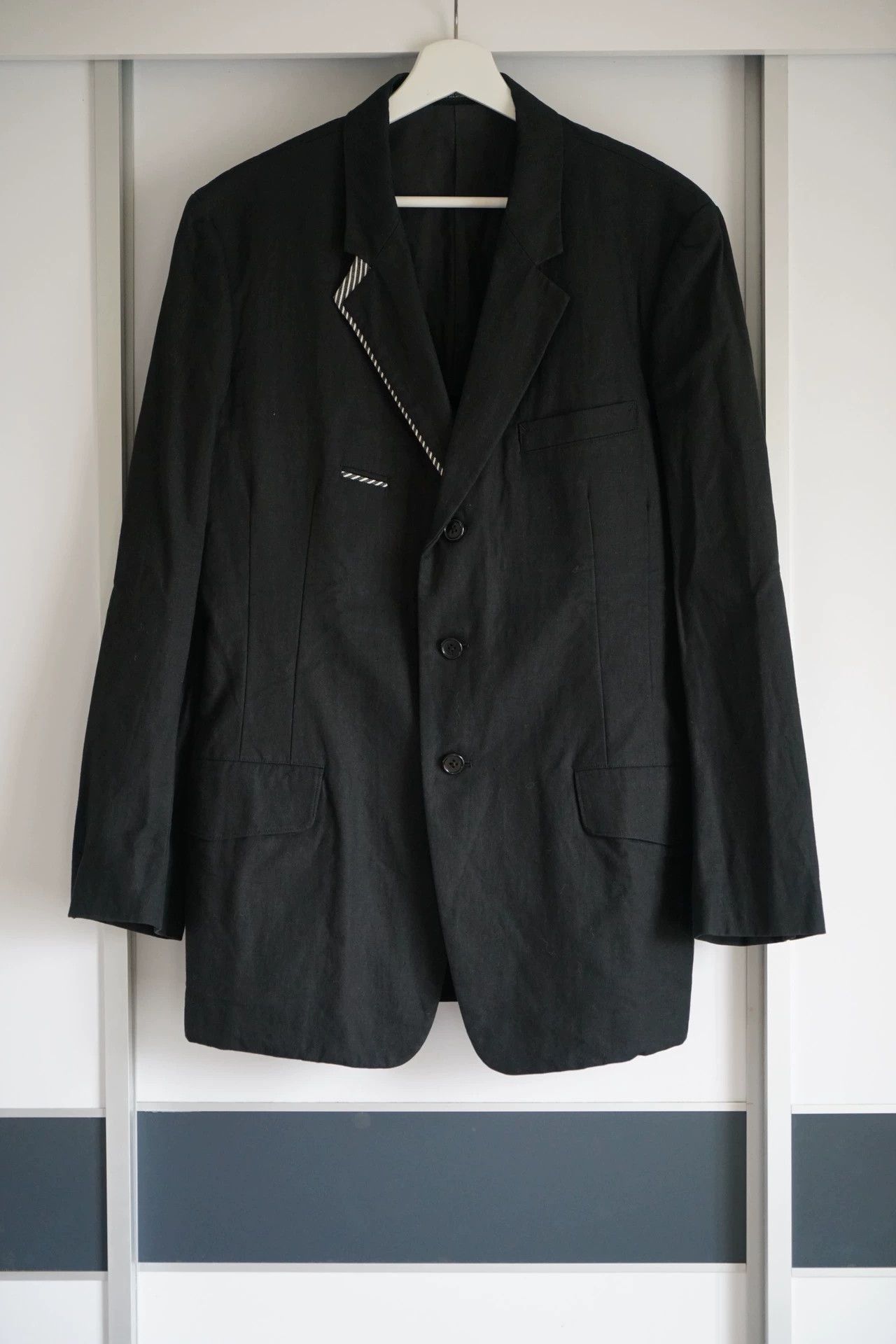 Yohji Yamamoto Black Single-Breasted Blazer with Trim Size US M / EU 48-50 / 2 - 2 Thumbnail