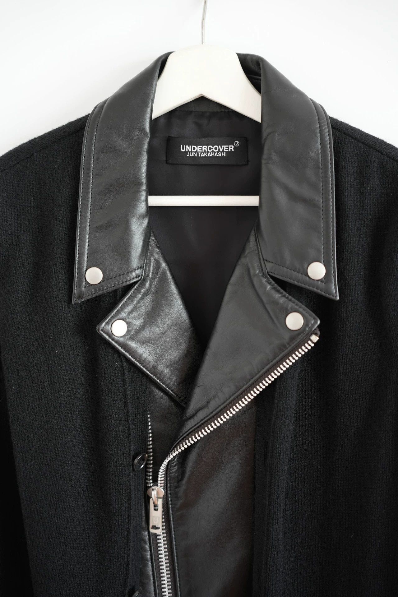 Undercover Black Leather and Knit Moto Jacket XL Size US XL / EU 56 / 4 - 4 Thumbnail