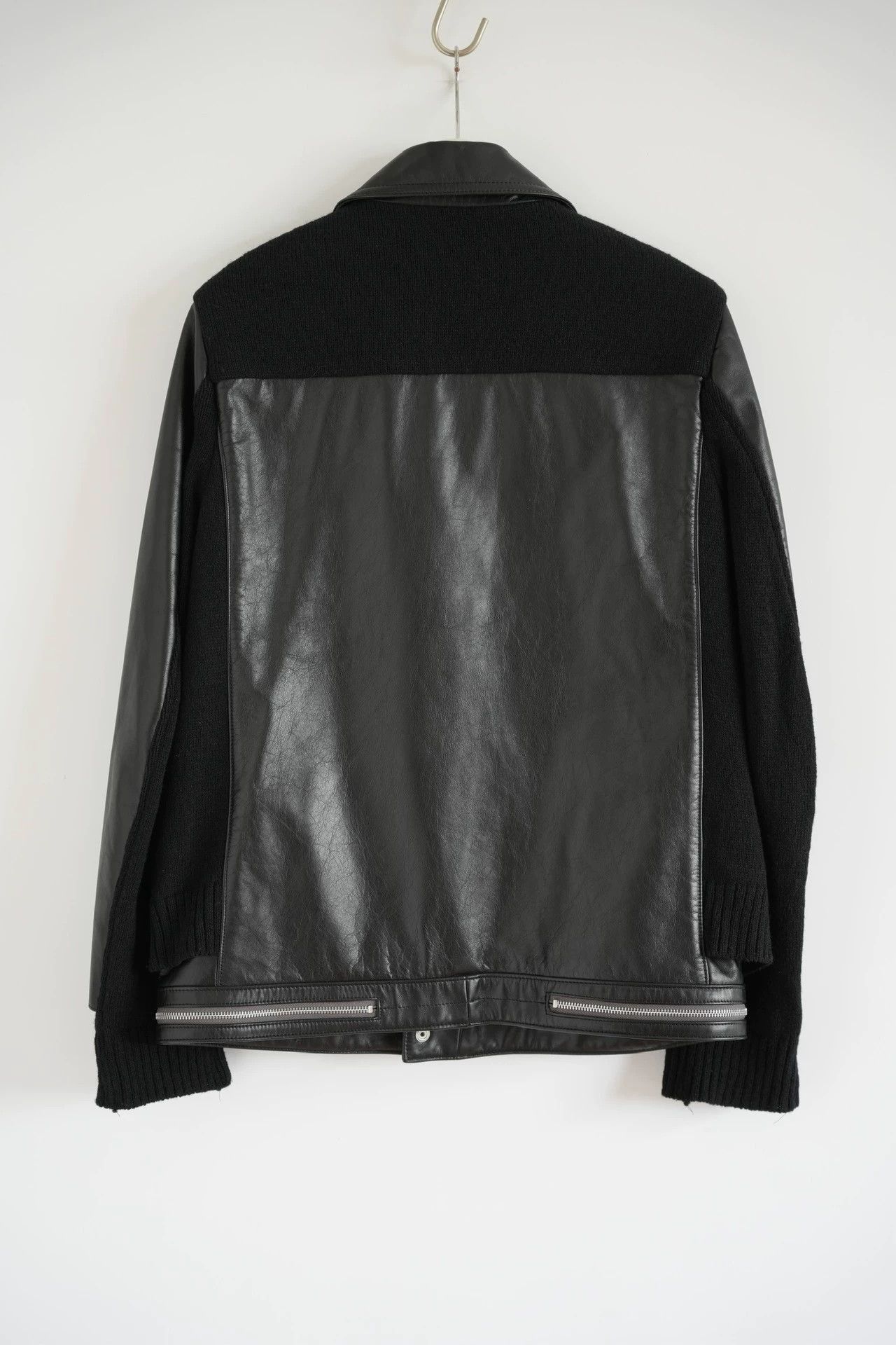 Undercover Black Leather and Knit Moto Jacket XL Size US XL / EU 56 / 4 - 2 Thumbnail