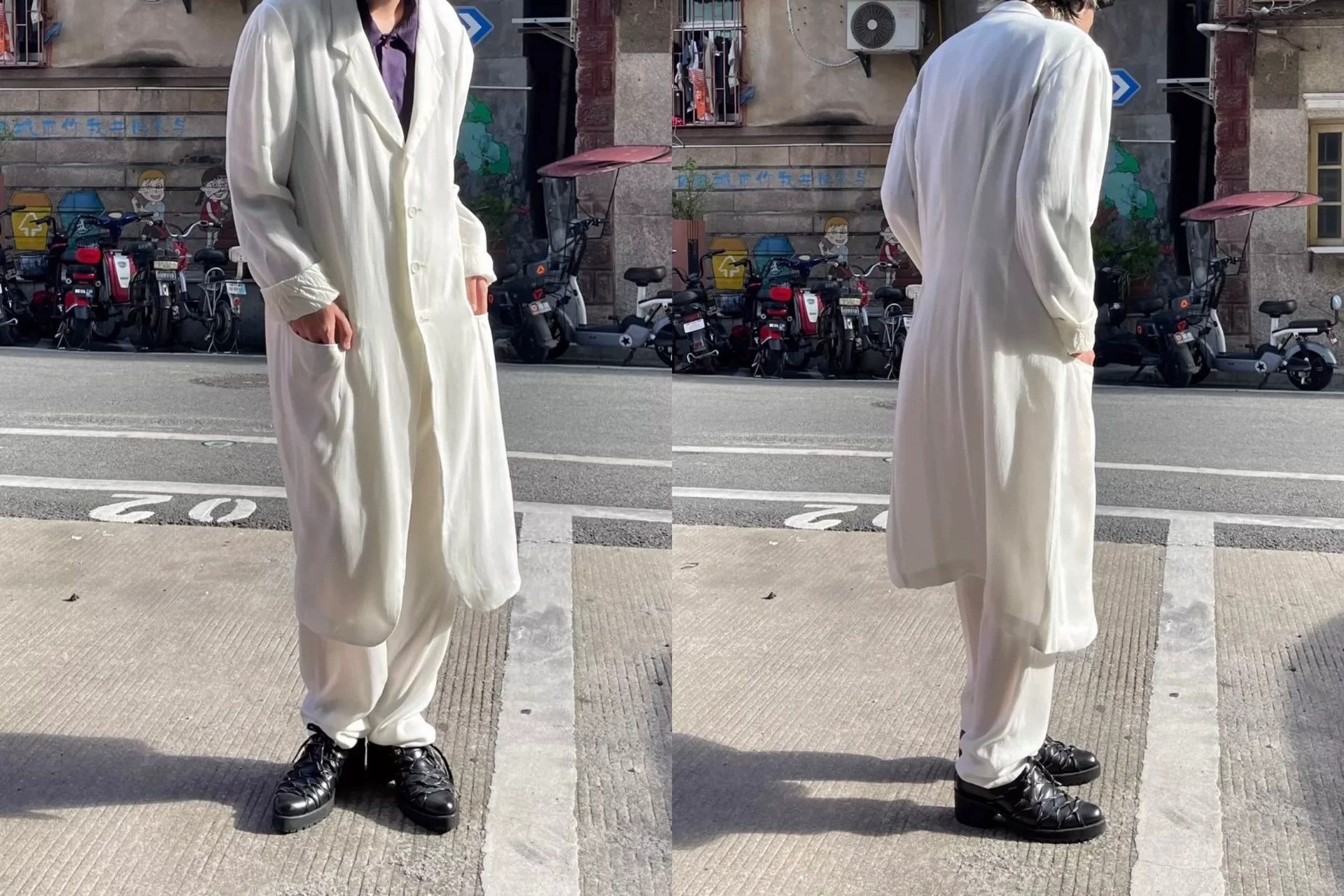 Yohji Yamamoto White Long Sleeve Coat & Pants Set S Size US S / EU 44-46 / 1 - 8 Thumbnail