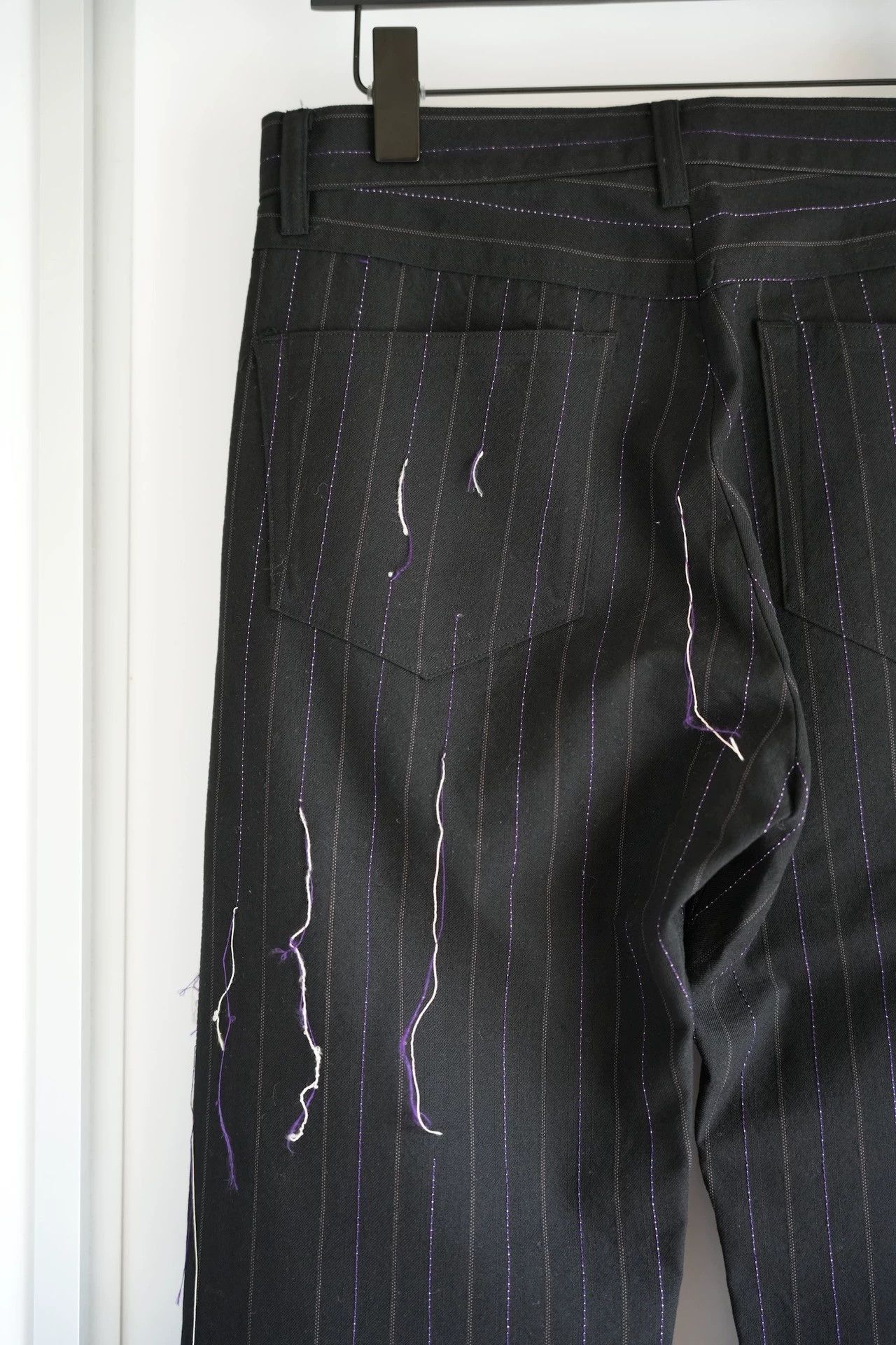 Yohji Yamamoto Black Pinstriped Casual Pants with Paint Details Size US 32 / EU 48 - 6 Thumbnail