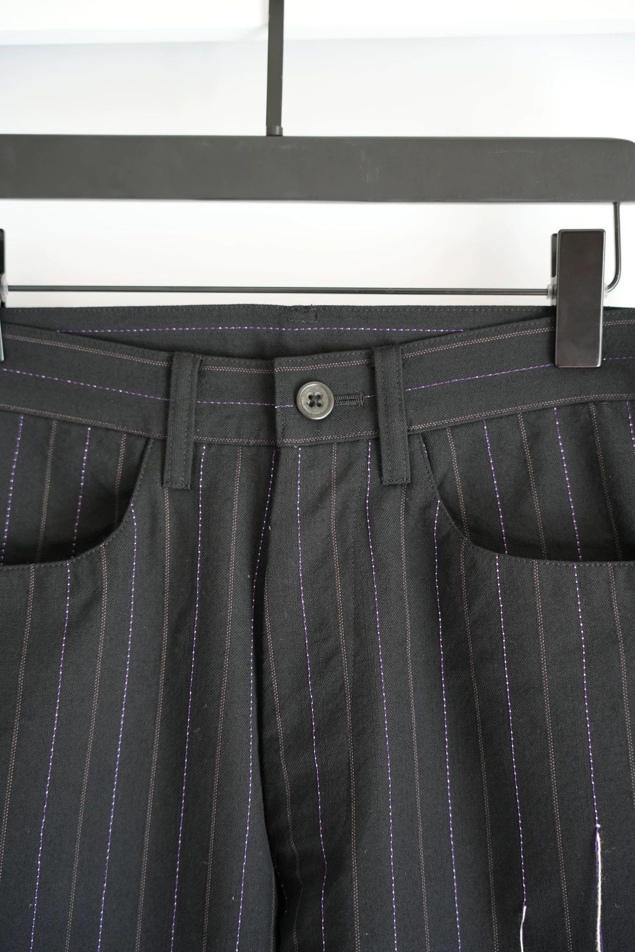 Yohji Yamamoto Black Pinstriped Casual Pants with Paint Details Size US 32 / EU 48 - 4 Thumbnail