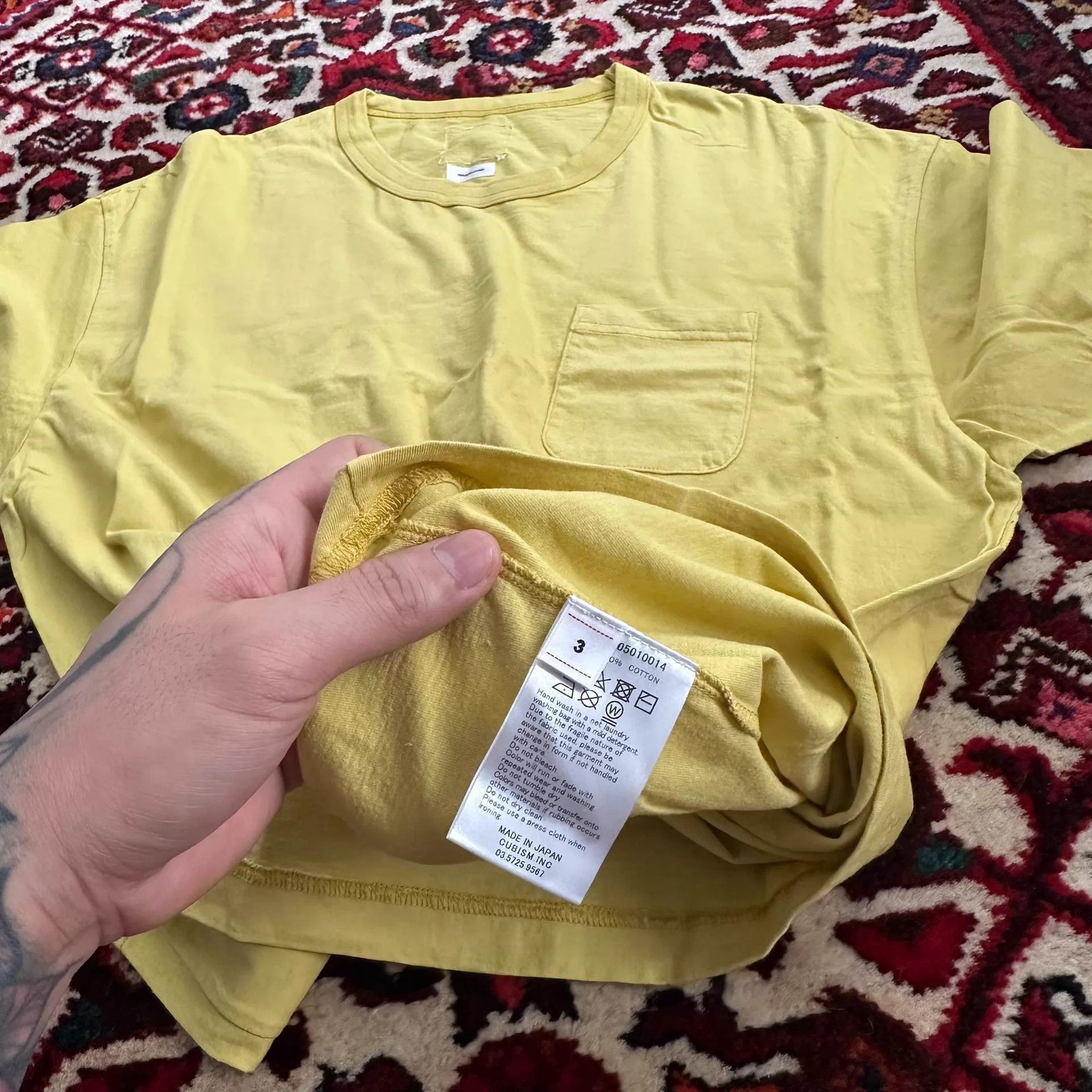 Visvim Yellow Short Sleeve Pocket T-Shirt (L) Size US L / EU 52-54 / 3 - 4 Thumbnail