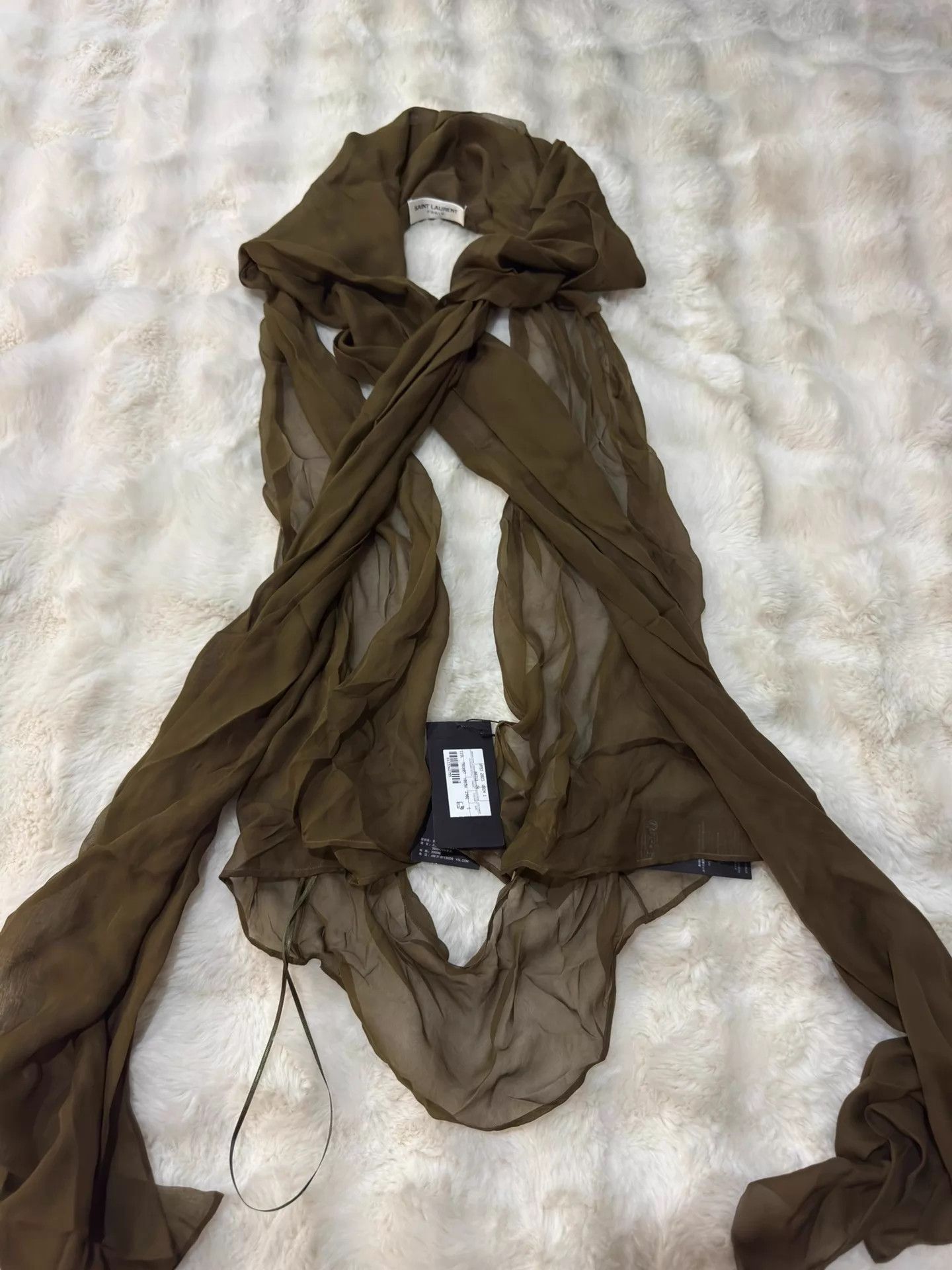 Saint Laurent Paris Beige Tie-Neck Long Sleeve Blouse Size S Size US S / EU 44-46 / 1 - 3 Thumbnail