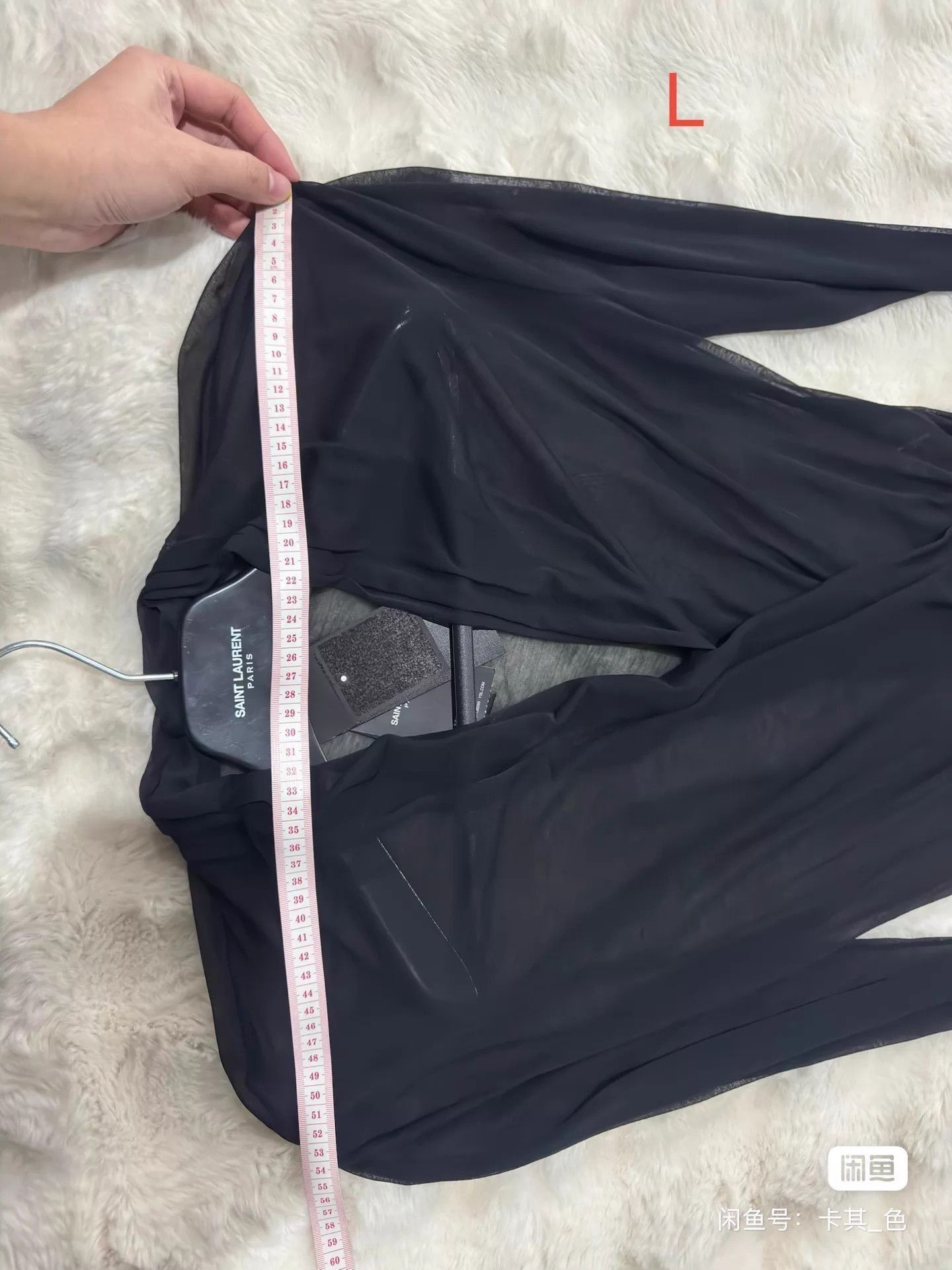 Saint Laurent Paris Black Long Sleeve Wrap Front Sheer Top Size US L / EU 52-54 / 3 - 4 Thumbnail