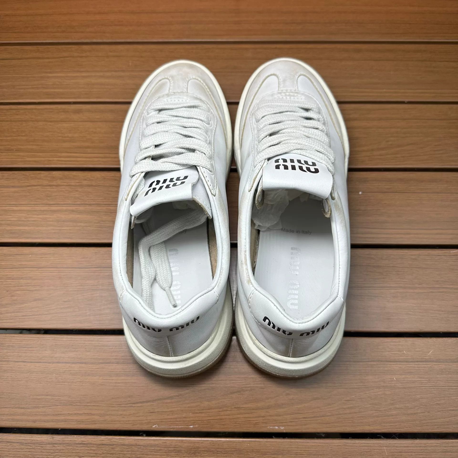 Miu Miu Miu Miu Casual White Lowtop Sneakers it_37-5 Women Size US 7.5 / IT 37.5 - 6 Thumbnail