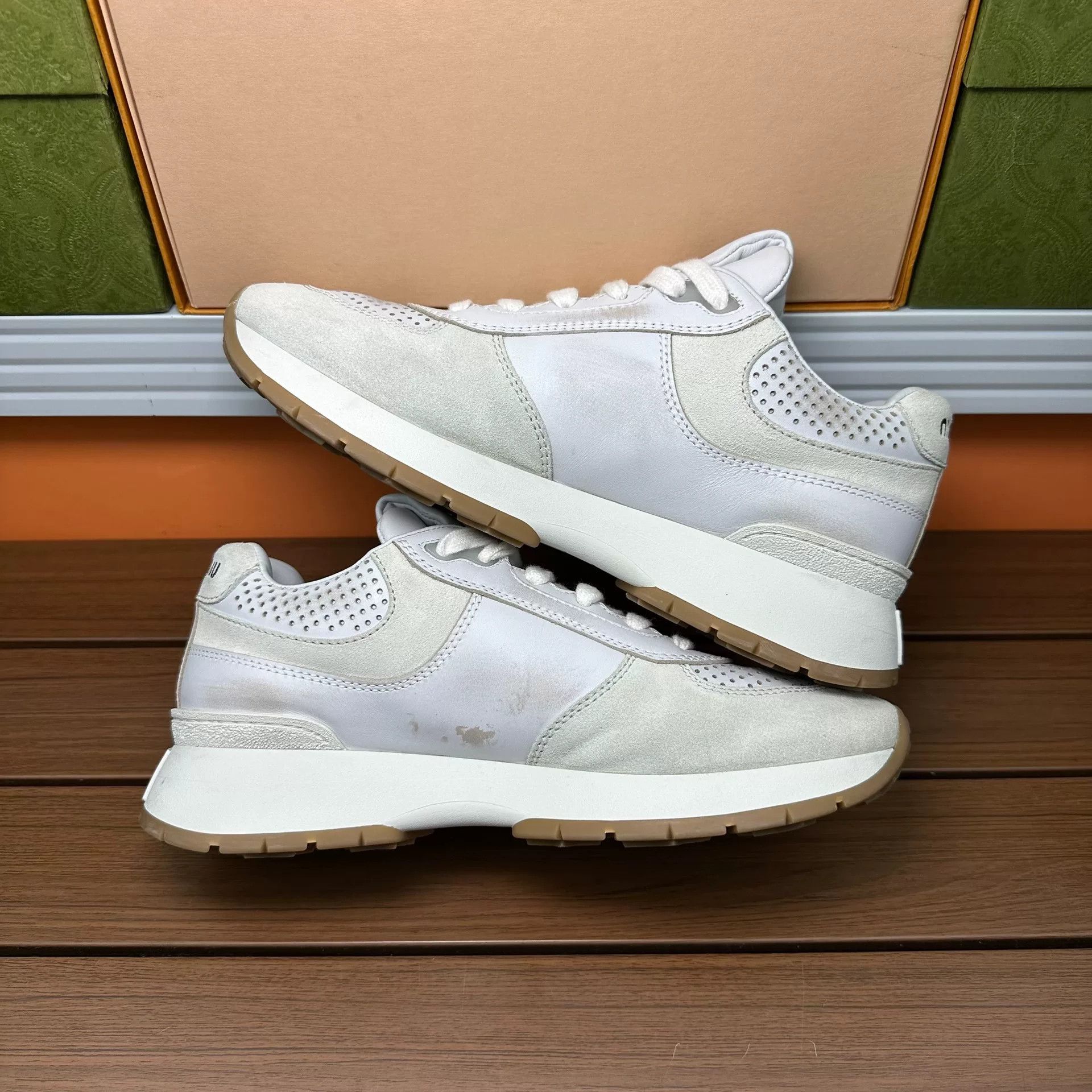 Miu Miu Miu Miu Retro White Lowtop Sneakers it_38 Women Size US 8 / IT 38 - 3 Thumbnail